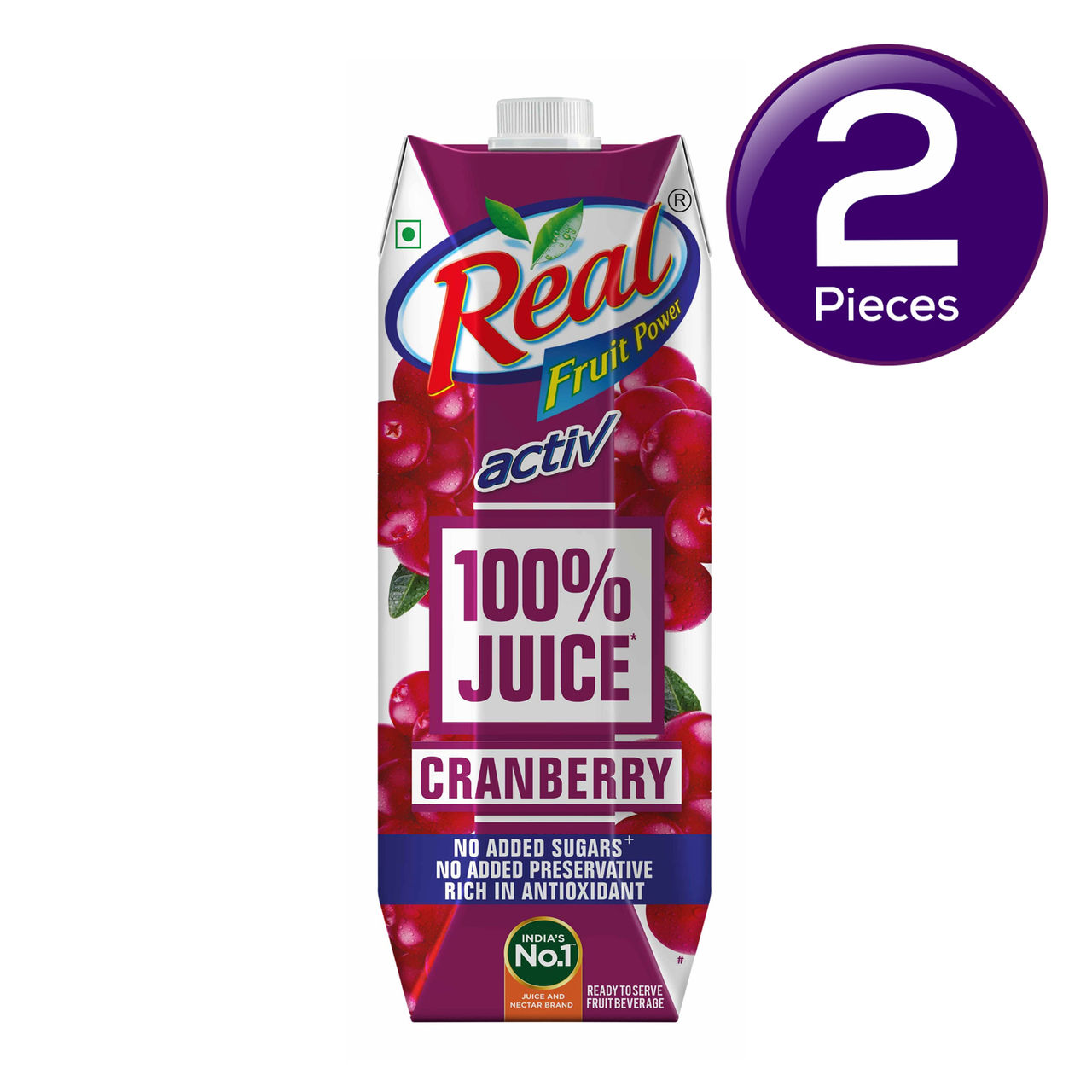 Real Activ 100% Juice - Cranberry 1 l Combo
