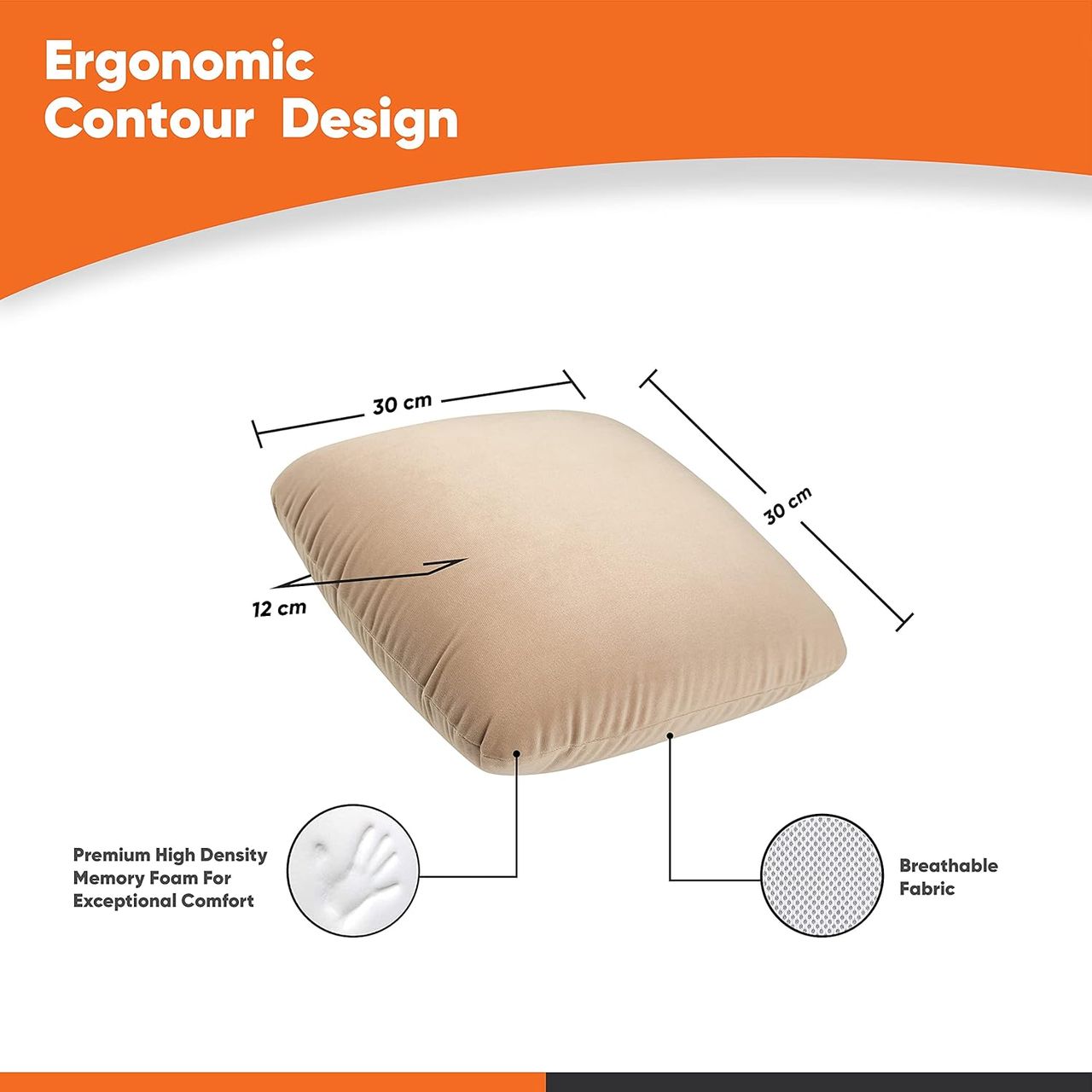GoMechanic Godryft Orthopedic Memory Foam Car Seat Cushion For Back Support | Set Of 2, Beige