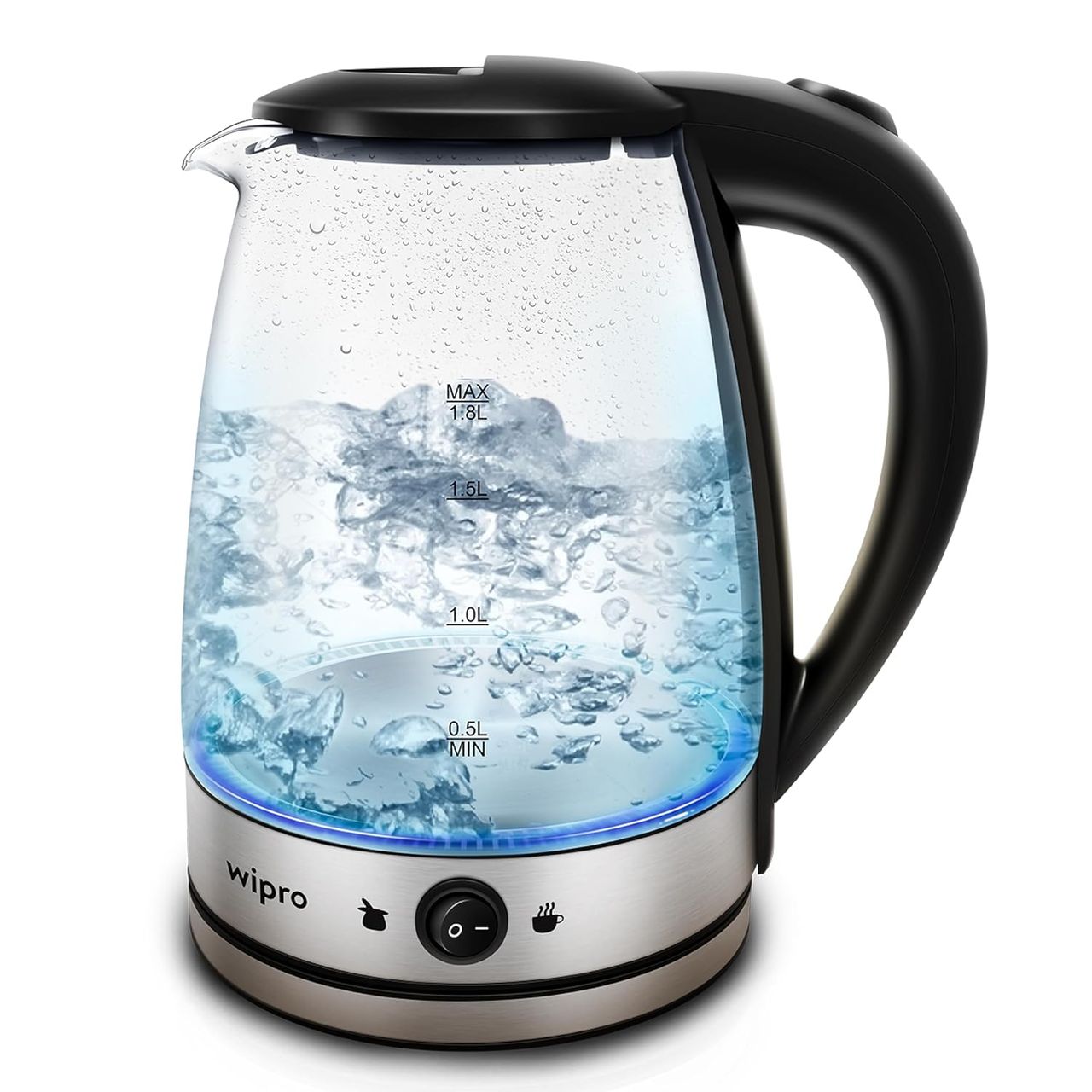 Wipro Elato 1.8 Litre Glass Led Electric Kettle With Keep Warm Function,1500 Watts