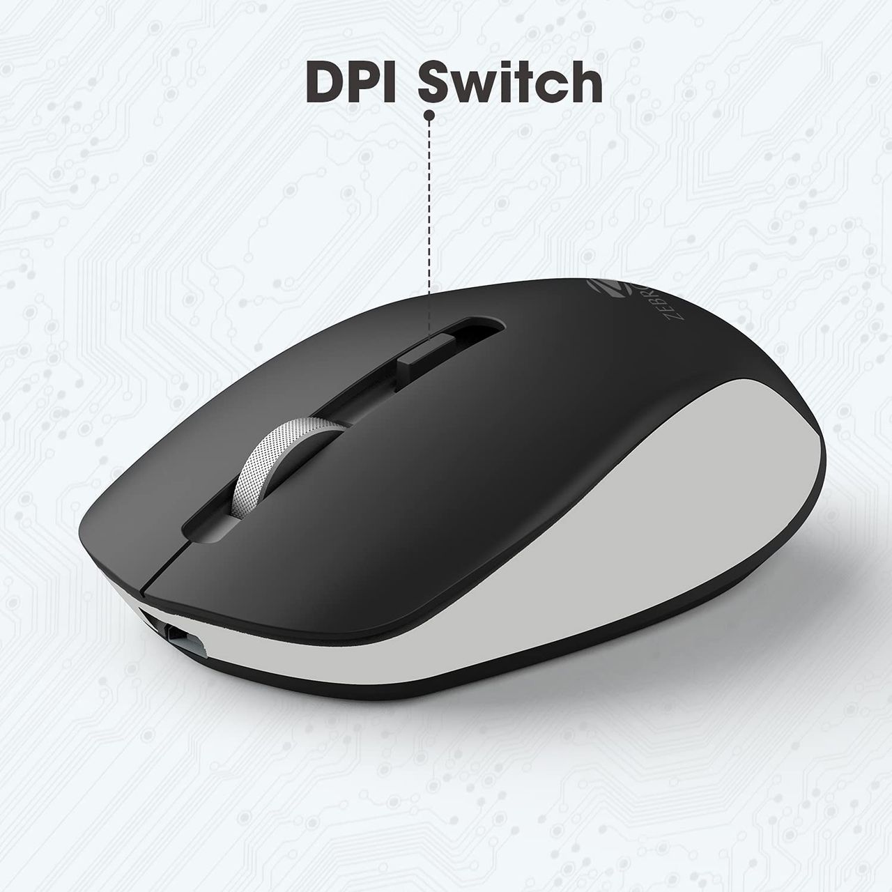 Zebronics Jaguar Wireless Mouse, 2.4Ghz, USB Receiver, 4 Buttons, Plug & Play, Ambidextrous, (Black+Grey)
