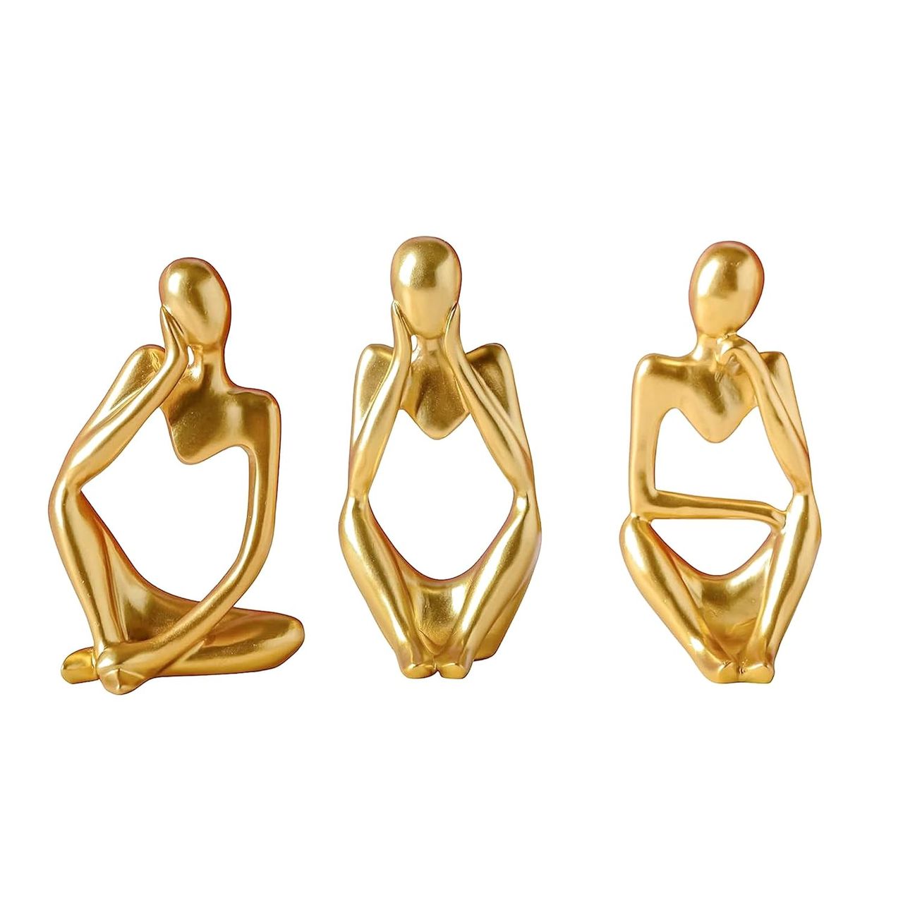 Tied Ribbons Set of 3 Abstract Thinker Men Statue Showpiece (13 Cm)