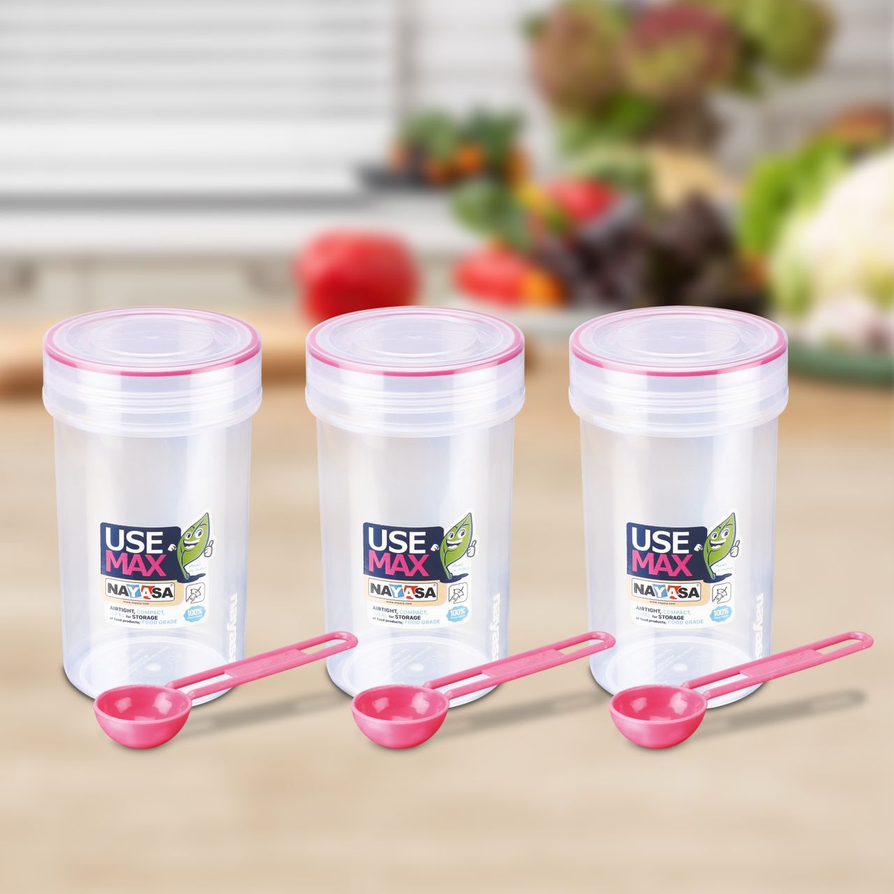 Nayasa Use Max Glaze Container Set 700 Ml Assorted, (3 Pieces)