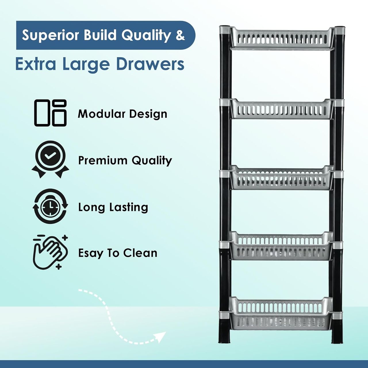 Kuber Industries 5-Layer Multipurpose Kitchen Organizer/Storage Rack | Silver