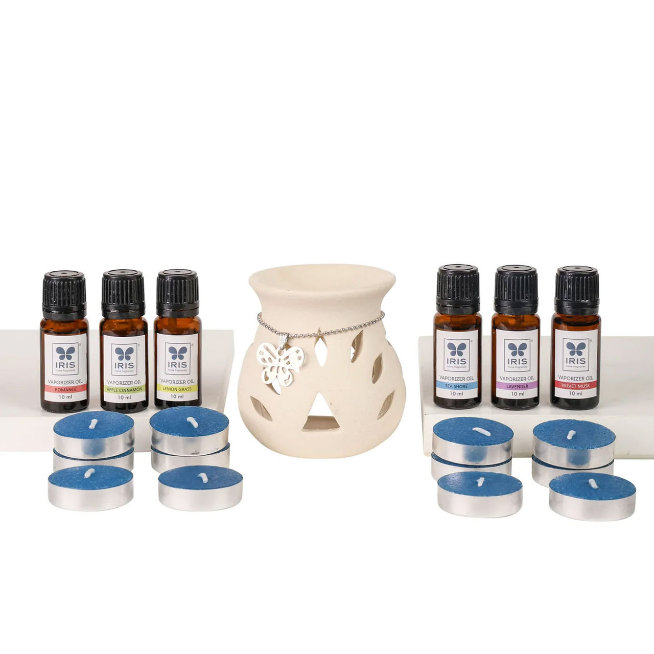 IRIS Fragrance Vaporizer Giftpack With 6 Assorted Oils And Tealights