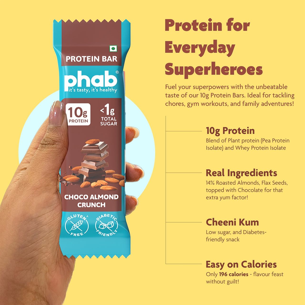 Phab Protein Bar Chocolate Almond Crunch 10g protein 50 g Combo