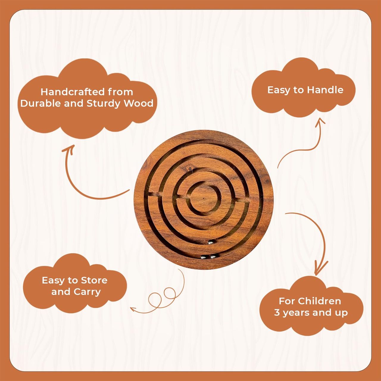 Little Ginnie Wooden Maze Puzzle Develop Problem-Solving, Motor Skills Ideal For Kids Ages 3+ Years