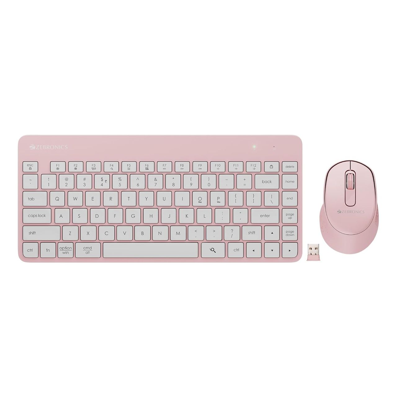 Zebronics Companion 201 2.4ghz Wireless Keyboard and Mouse Combo | 83 Keys | Ai Assist Key | Pink