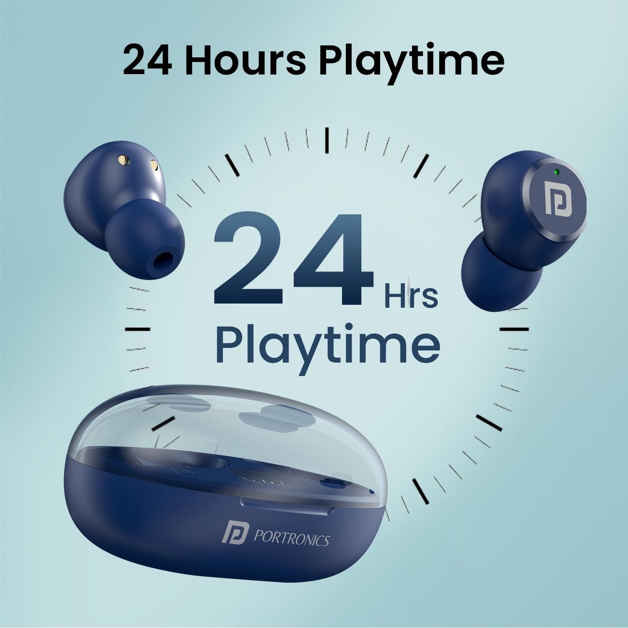 Portronics Harmonics Twins S13 in Ear True Wireless Earbuds with Mic with Game/Music Mode - Blue