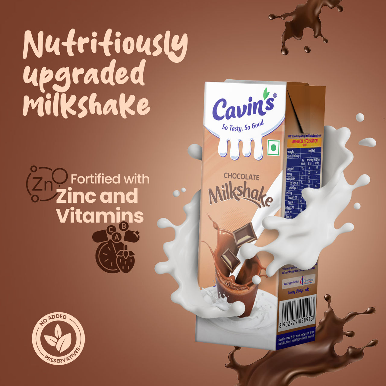Cavin's Chocolate Milkshake Tetrapack 180 ml Combo