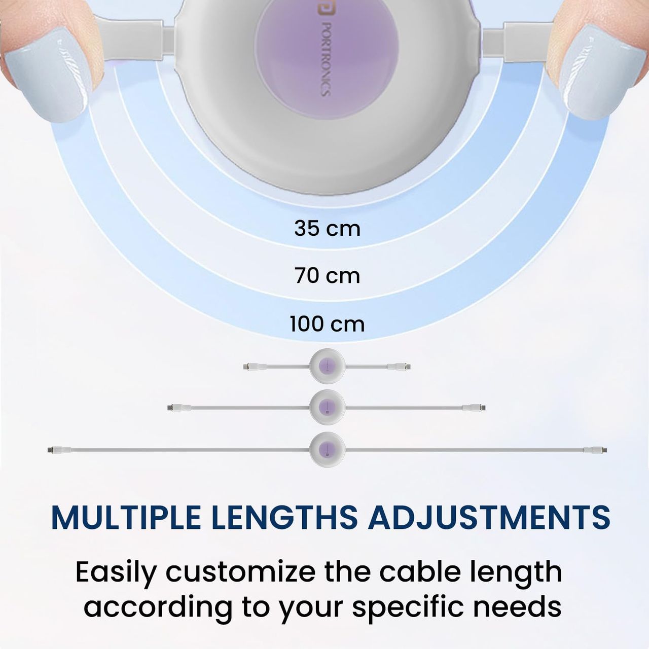 Portronics Upgraded Konnect Recoil | 60W Type C to C Fast Charging Cable - White
