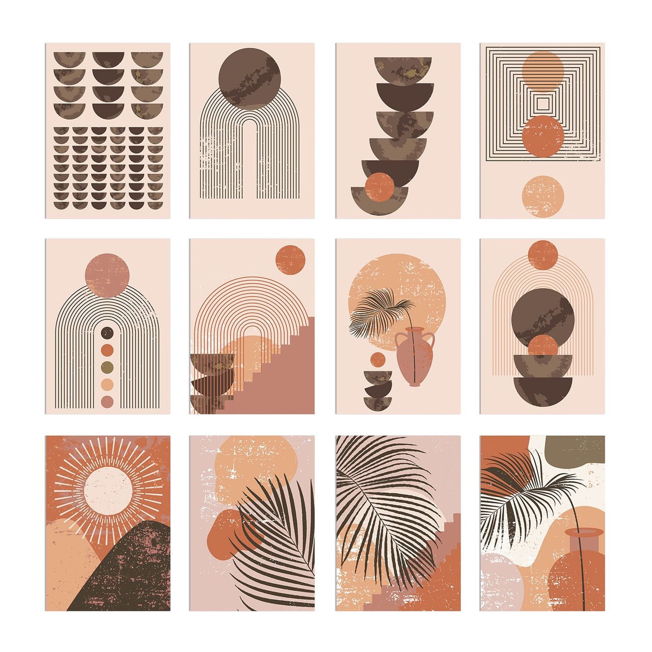 Paper Plane Design Abstract Boho Wall Posters For Living Room | Set Of 12 | Size 29 x 21 cm | D3