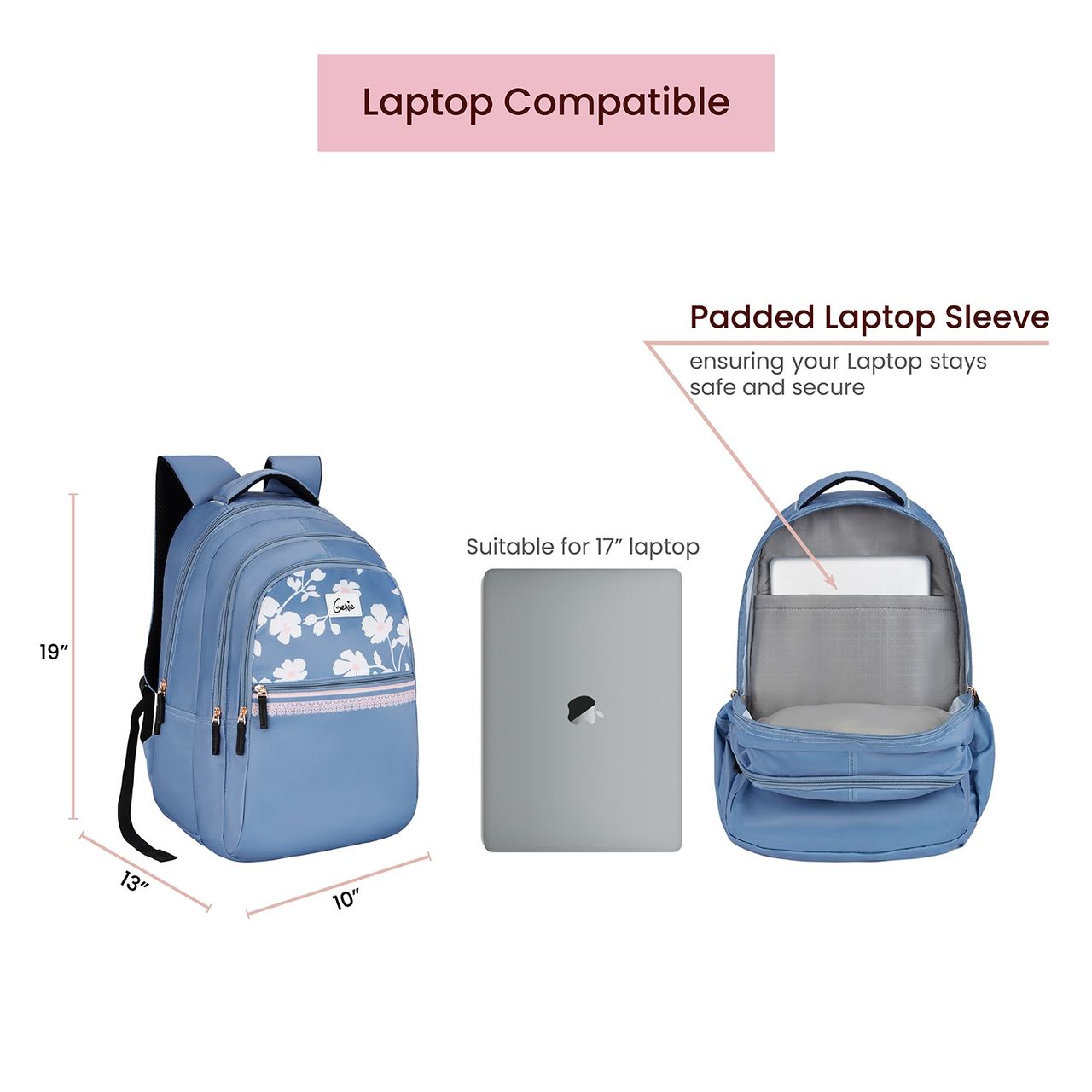 Genie Women's Nylon 25 L Laptop Bag | Blue
