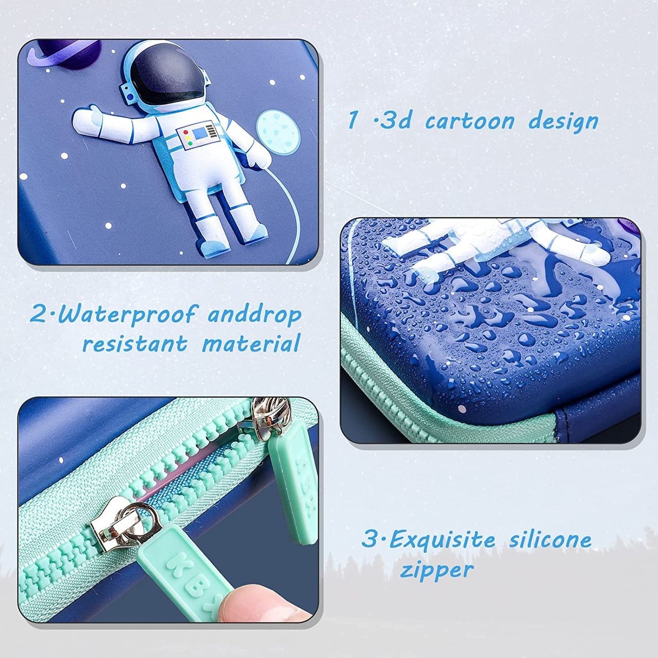 Toyshine Astronaut Space 3D EVA Hardtop Pencil Case with Compartments | Large Capacity | Blue