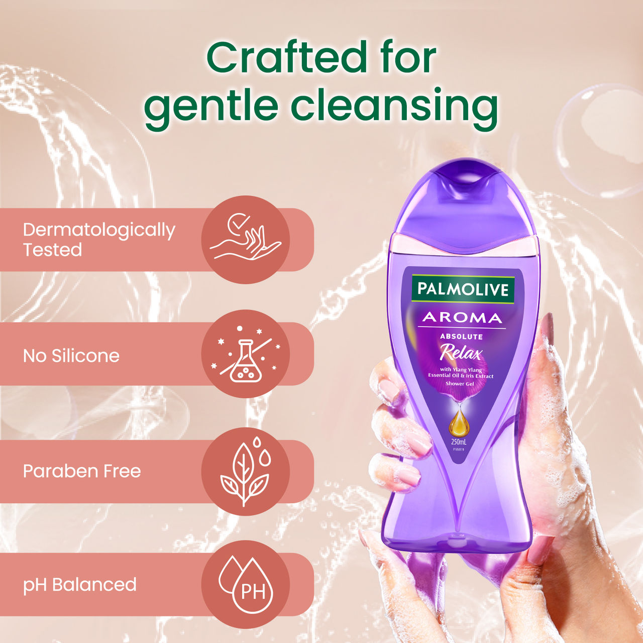 Palmolive Iris & Ylang Ylang Essential Oil Aroma Absolute Relax, Moisturizing Body Wash 250 ml Combo
