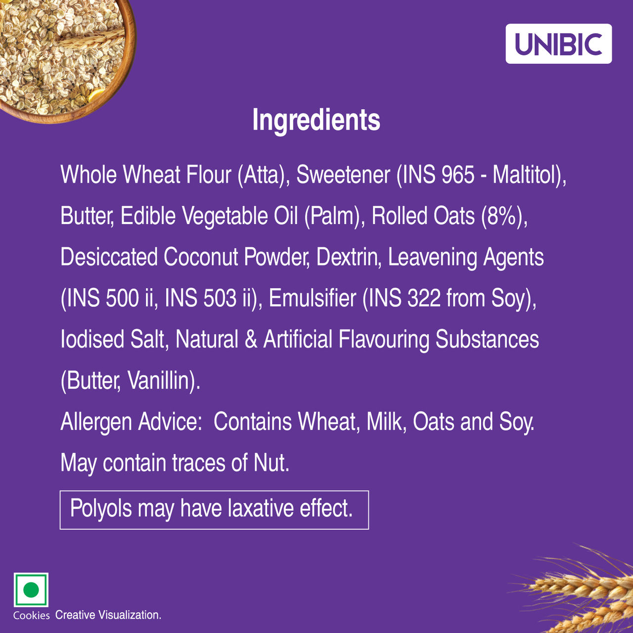 UNIBIC Sugar Free Oatmeal Cookies 67 g Combo