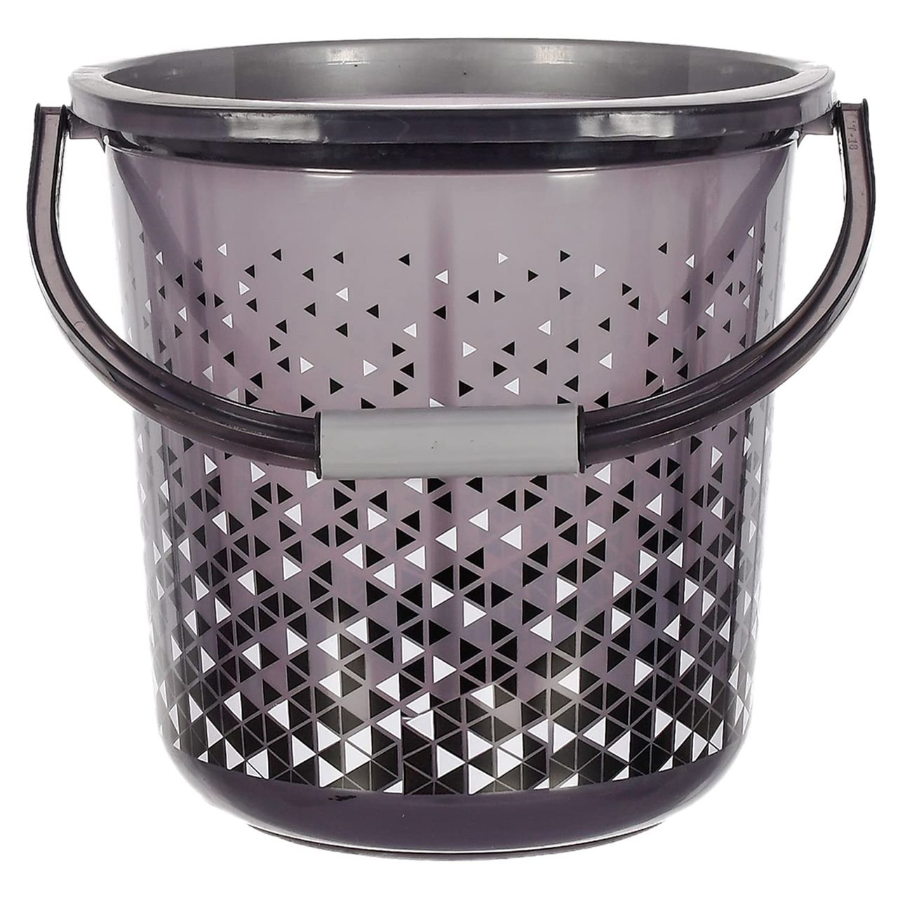 Kuber Industries Plastic Triangle Print Bucket with Handle | 18 L | Pack of 2 (Black & Brown)