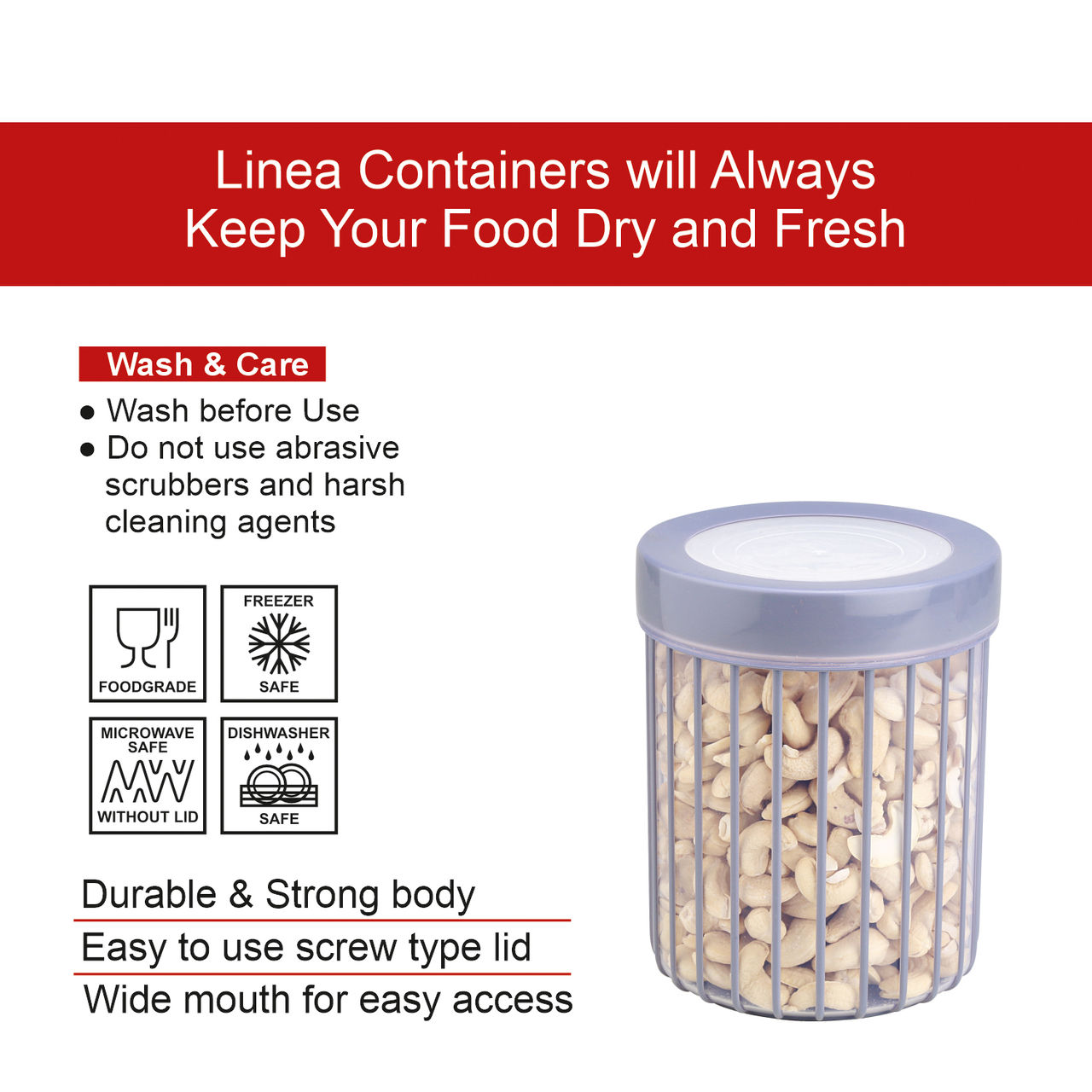 Joyo Better Home Linea Container 1000 Ml (3 Pcs Set)- Grey