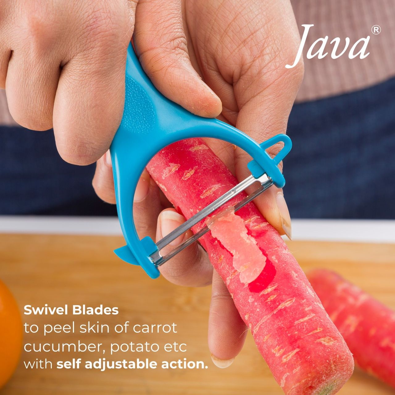 Java Swift Peeler with Potato Eye Remover & Citrus Peeler - Blue