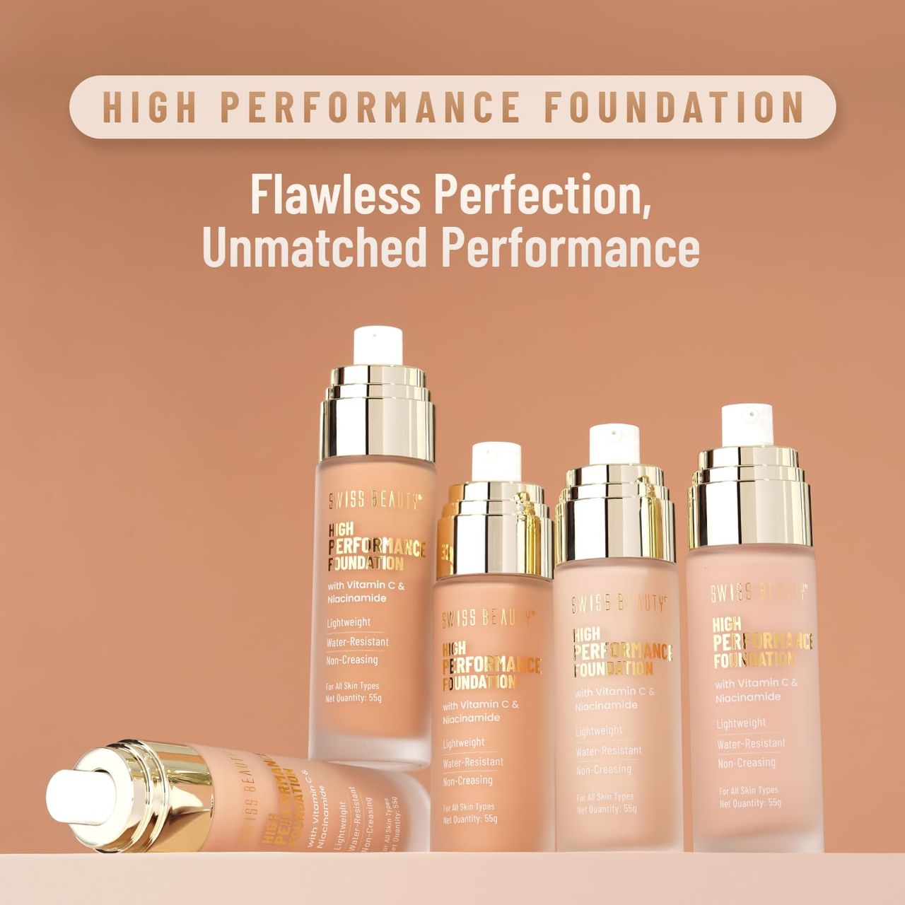 Swiss Beauty High Performance Foundation With Vitamin C & Niacinamide - 09 Toffee Beige