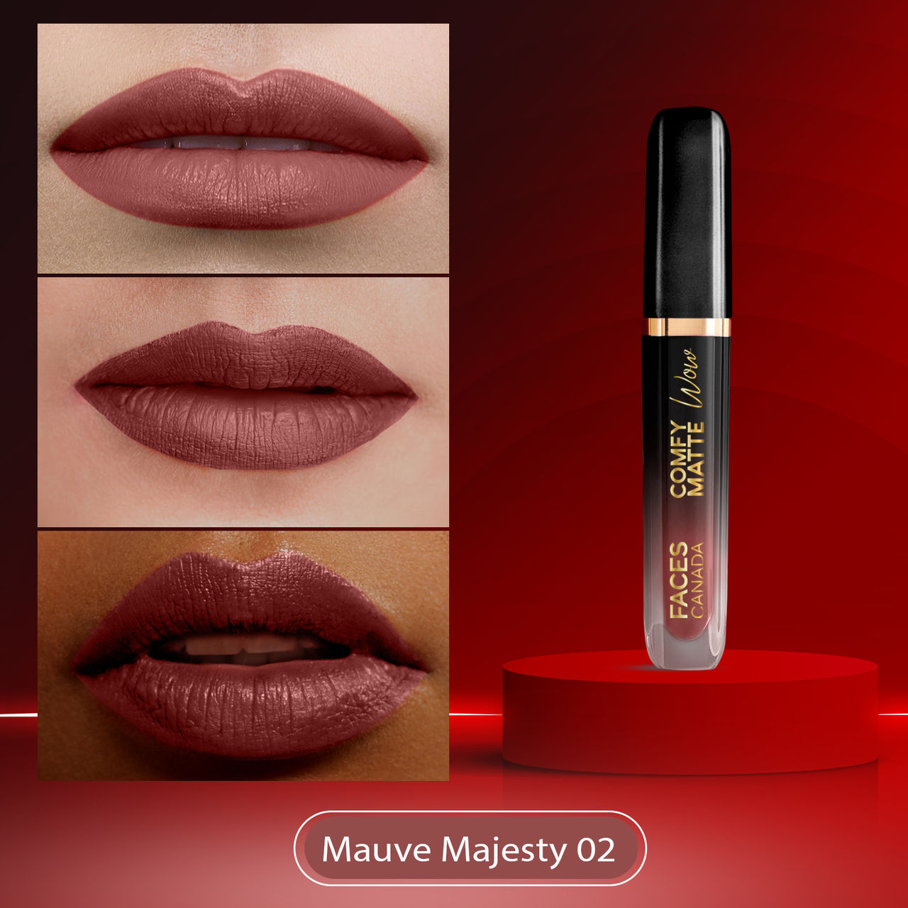 Faces Canada Comfy Matte Wow Liquid Lipstick - Mauve Majesty 02, One Swipe Application