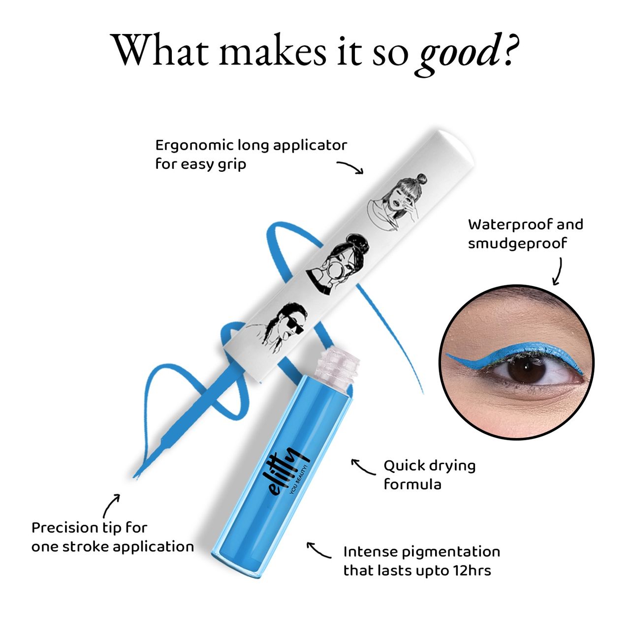 Elitty Waterproof Liquid Eyeliner - Light Blue | Santorini