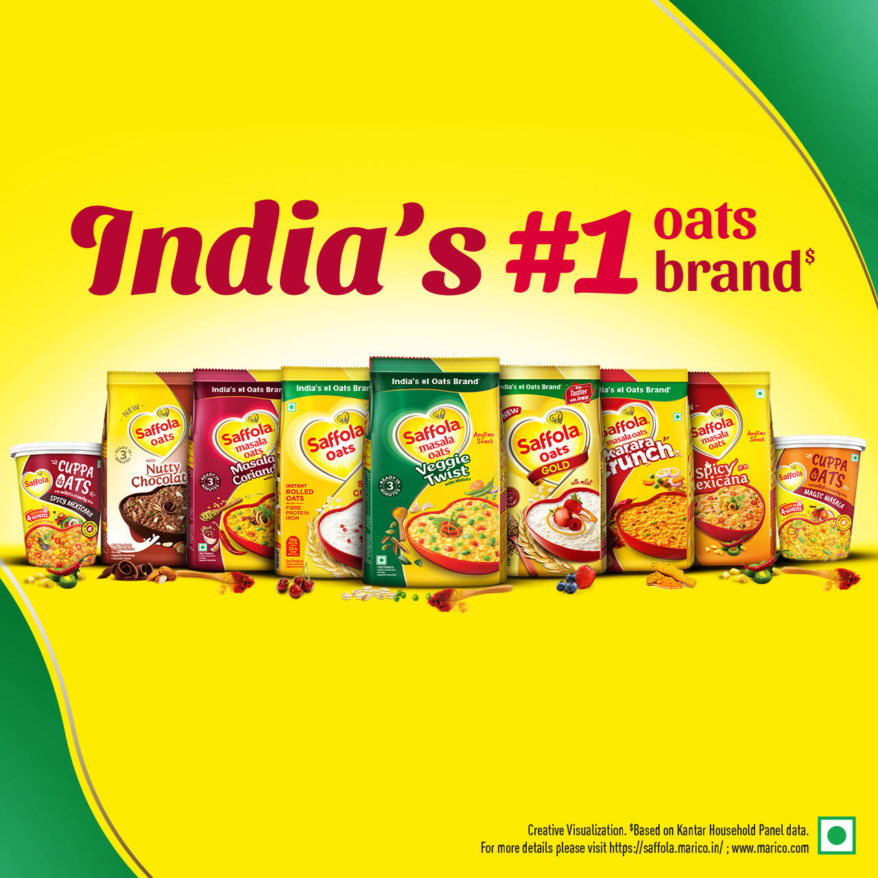 Saffola Masala Oats | Veggie Twist | Anytime Snack | Ready in 3 mins | Millets Goodness 38 g Combo