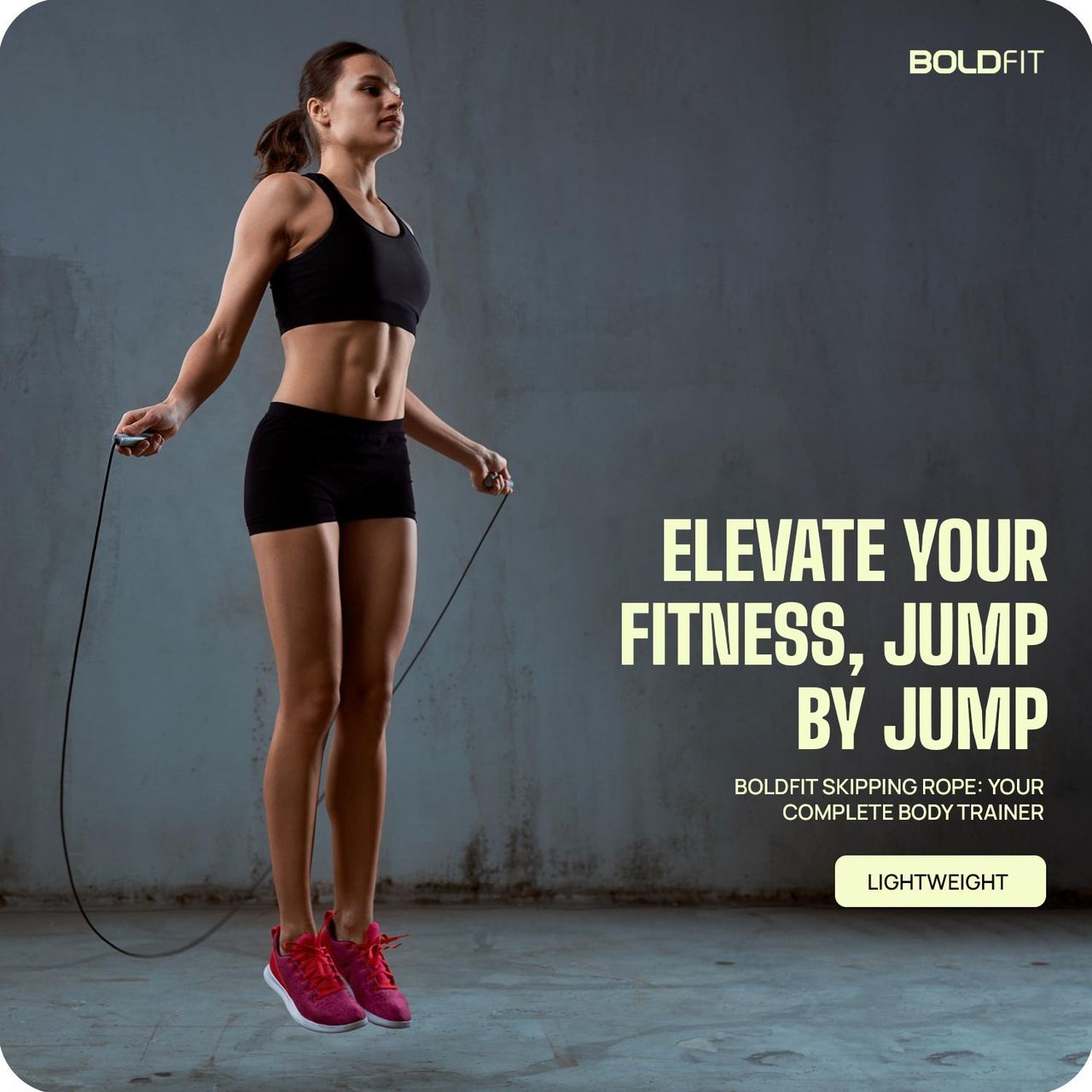 Boldfit Adjustable Skipping Rope | Jumping Exercise Tool - Black