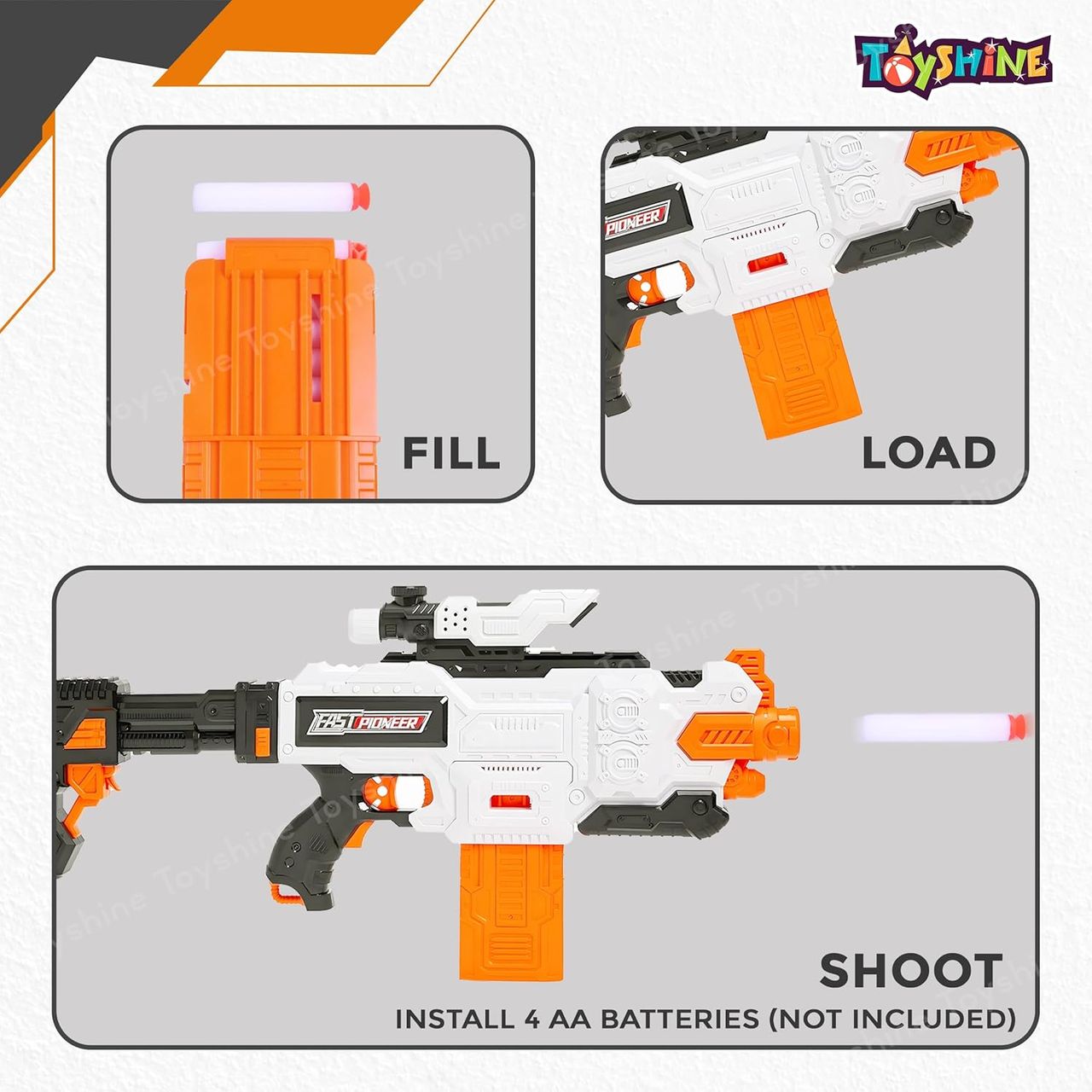 Toyshine 60Cm Soft Foam Bullet Blaster Battery Operated Motorized Toy Gun With 20 Bullets