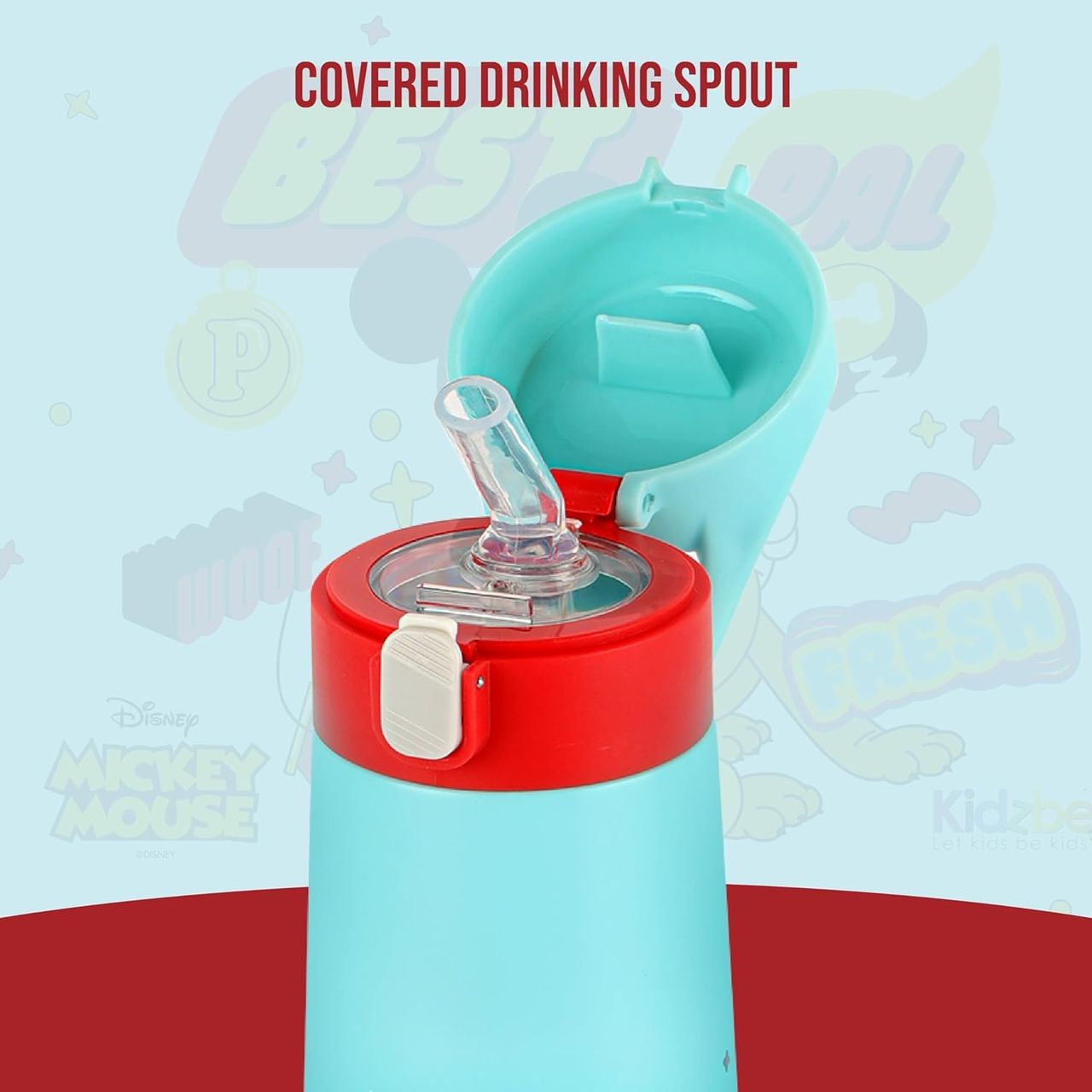 Cello Kidzbee Gulp Best Pals Thermosteel Flask | 490 Ml | Leak-Proof | Light Blue