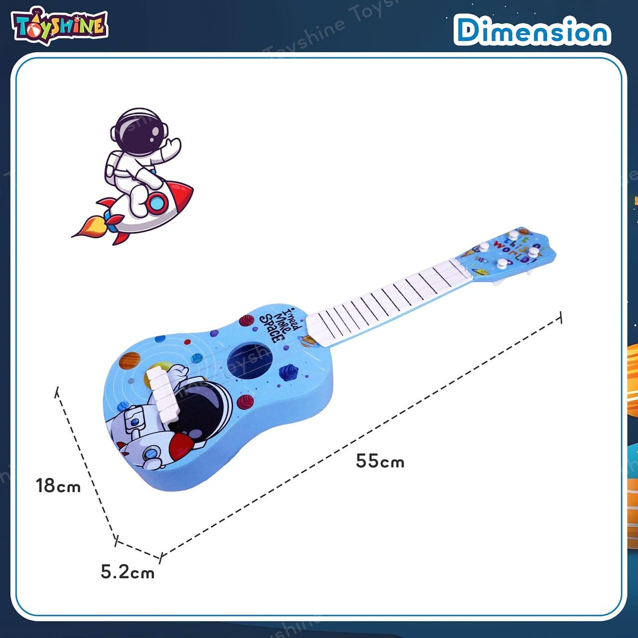 Toyshine 21 Space Theme Guitar with Easy-to-Hold Strings for Kids