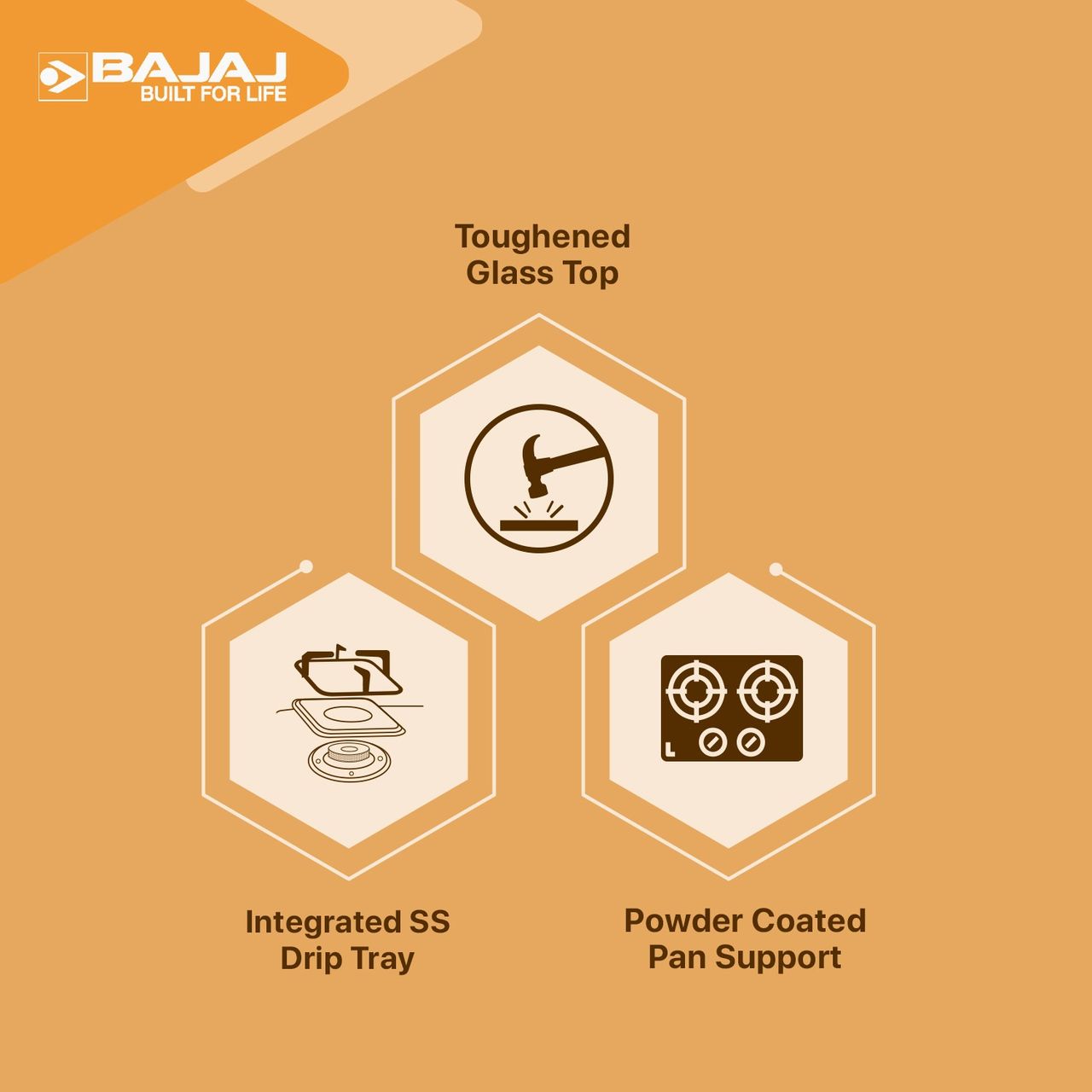 Bajaj 2 Burners Glasstop Gas Stove Ucx 2b
