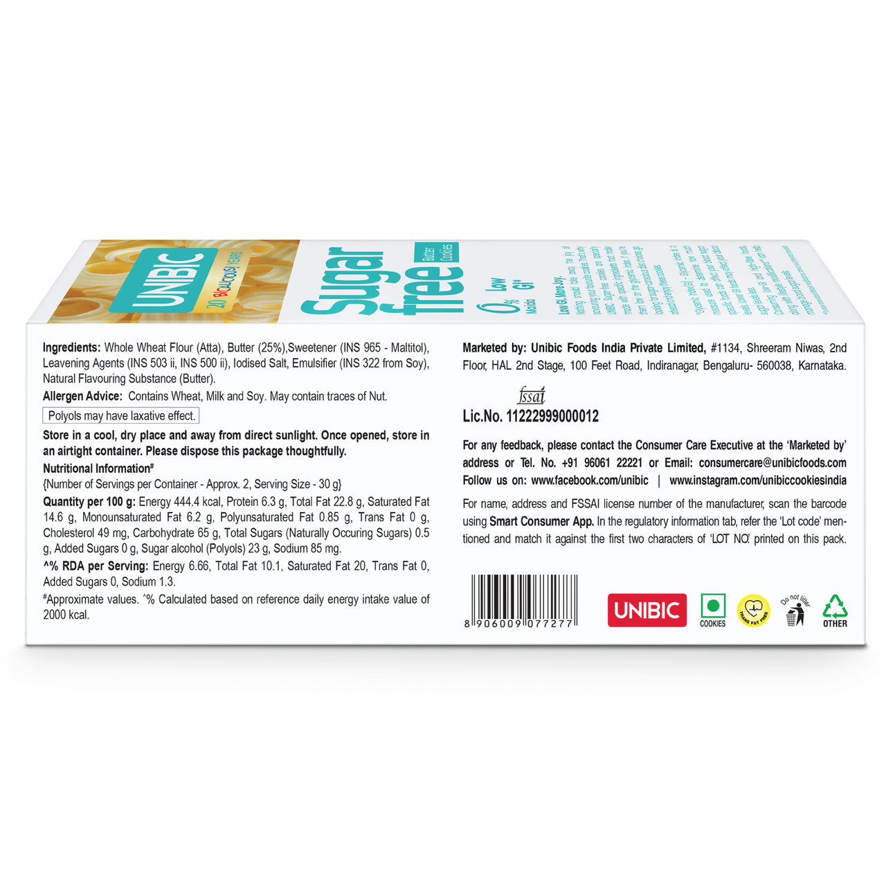 Unibic Sugar Free Butter Cookies | 0% Maida | Low GI