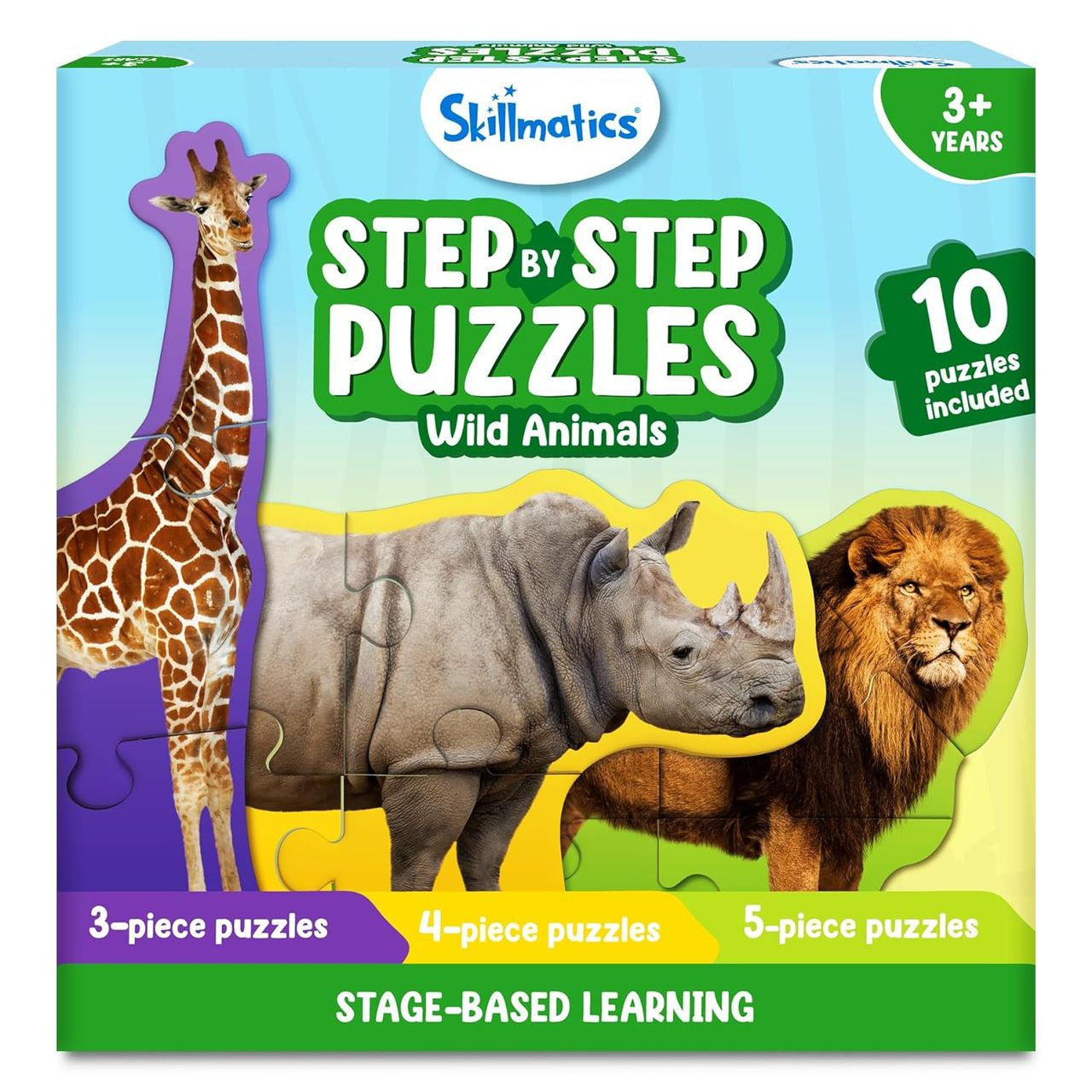Skillmatics Step By Step Puzzle - Wild Animal Jigsaw & Toddler Puzzles