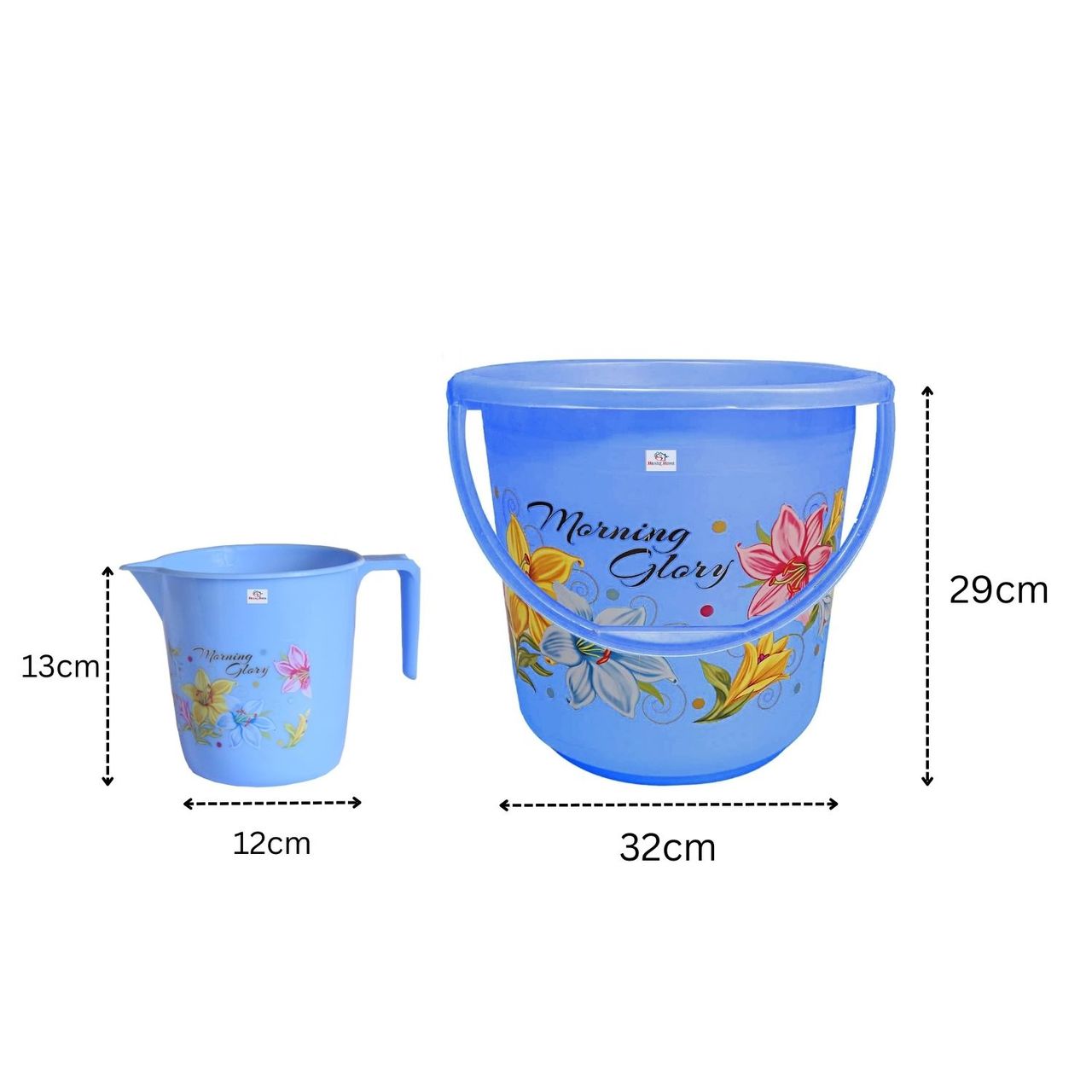 Kuber Industries Plastic (Set of 2) 16 L Bucket Set for Bathroom with Handle and Mug (Blue)