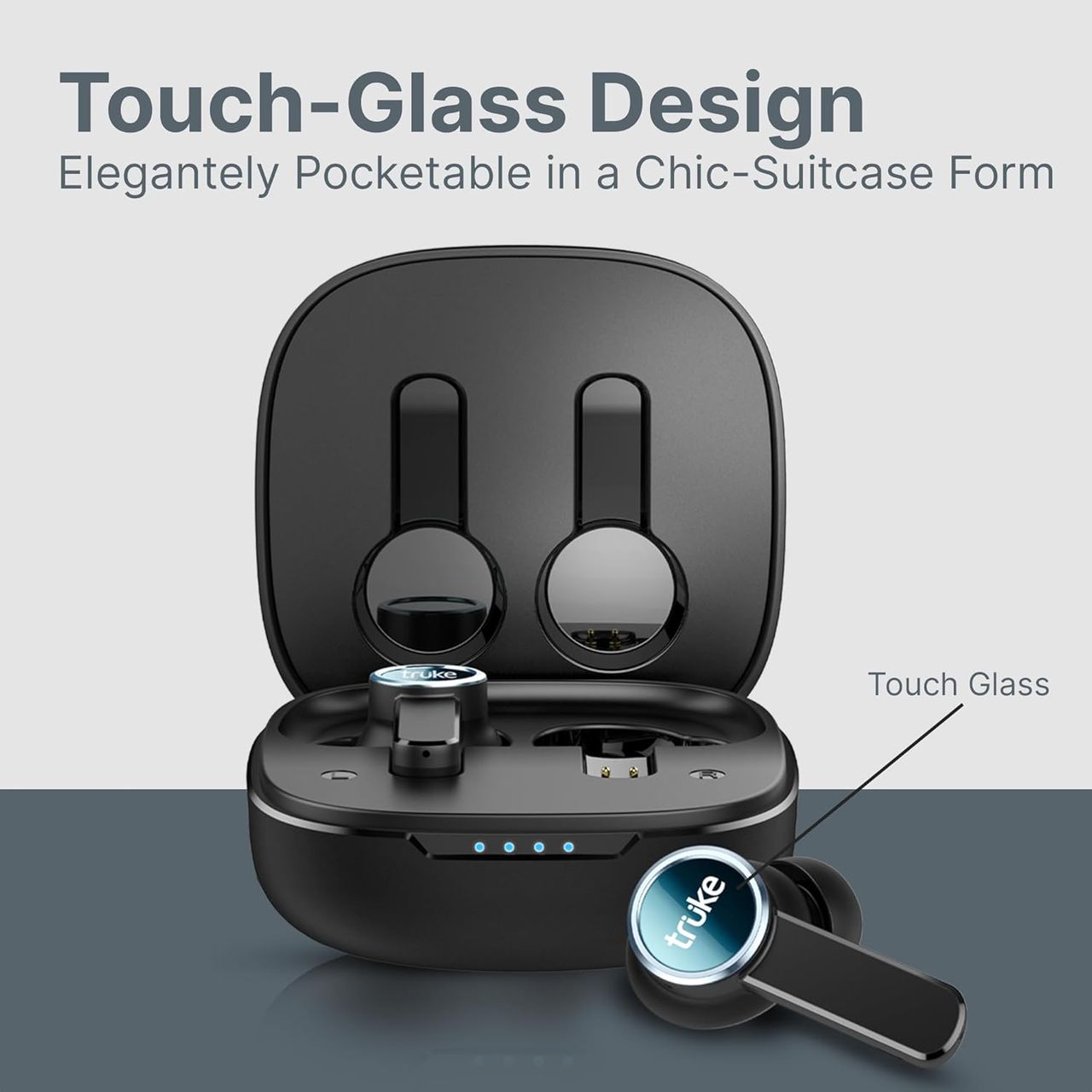 truke Clarity 6 Truly Wireless Bluetooth Earbuds with 80H Battery, 6Mic Adv.ENC - Black