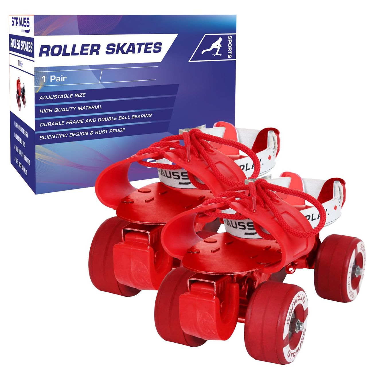 Strauss Senior Roller Skates, (Red)