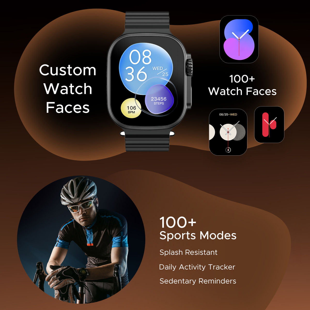 boAt Wave Aura Smartwatch | 1.96" HD Display, 100+ Sports Modes, Functional Crown,BT Calling - Active Black