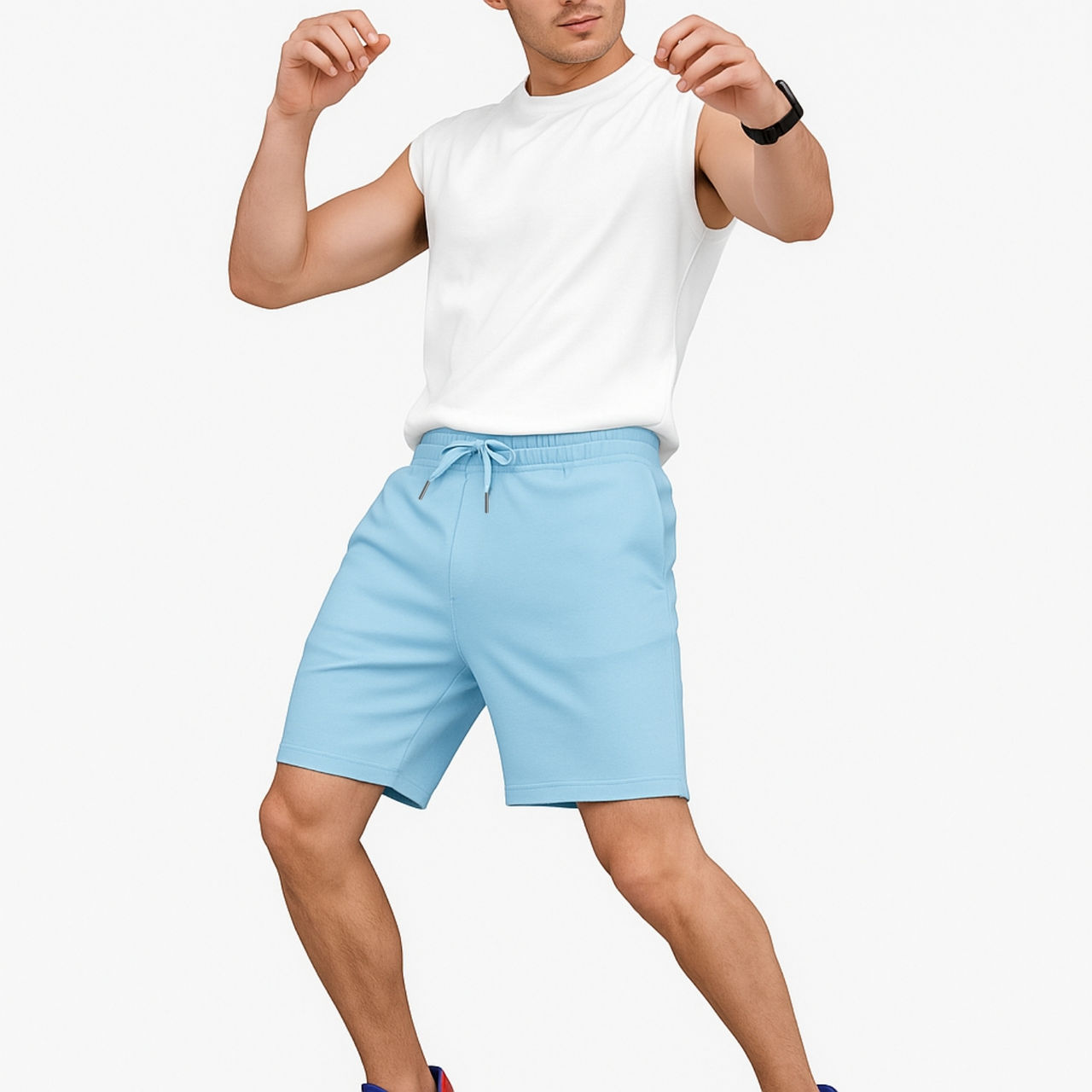 EQL Men's Pure Cotton Shorts | Light Blue - L