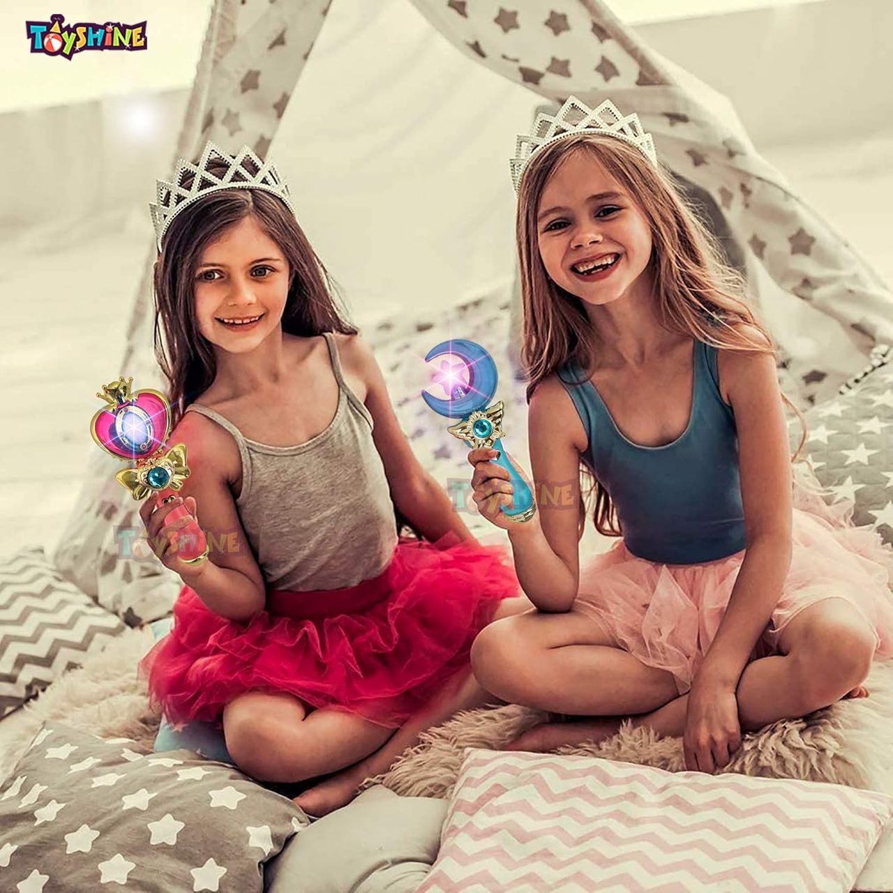 Toyshine Set Of 3, Magic Wand Combo For Girls, Musical Toy With Soothing Lights And Shining Surface