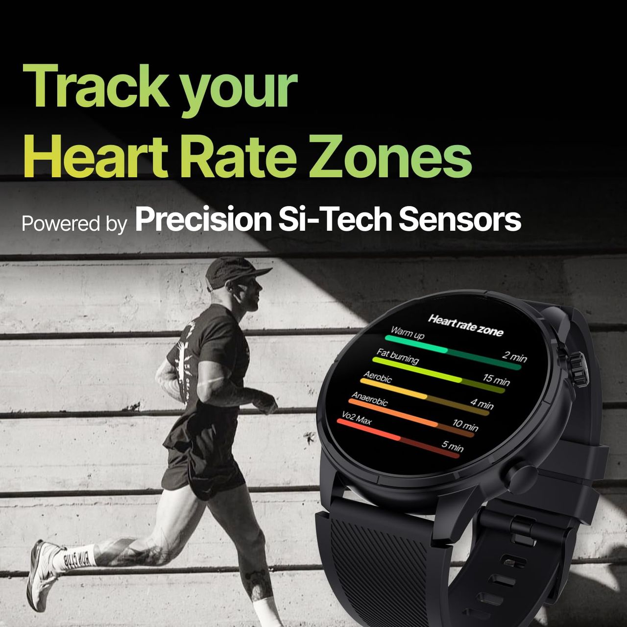 Cult Velocity with Turbo Track GPS,1.43'' AMOLED Display, Compass, BT Calling Smartwatch (Black)
