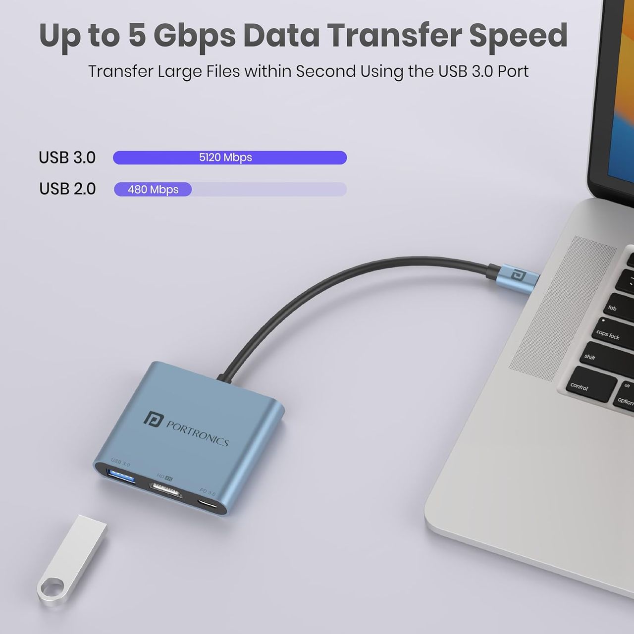 Portronics C-Konnect Plus Type C 3-In-1 To Hdmi + Usb Hub
