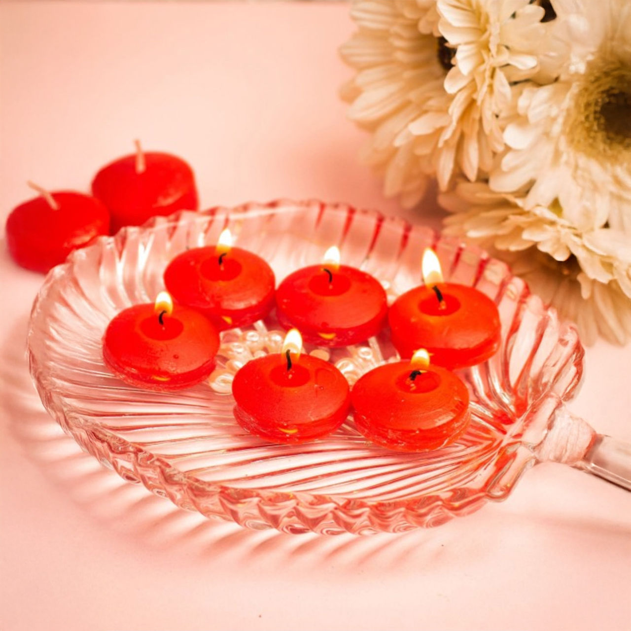 Samsidhi Scented Nugget (Rose) Floating Candle (12 Pieces)