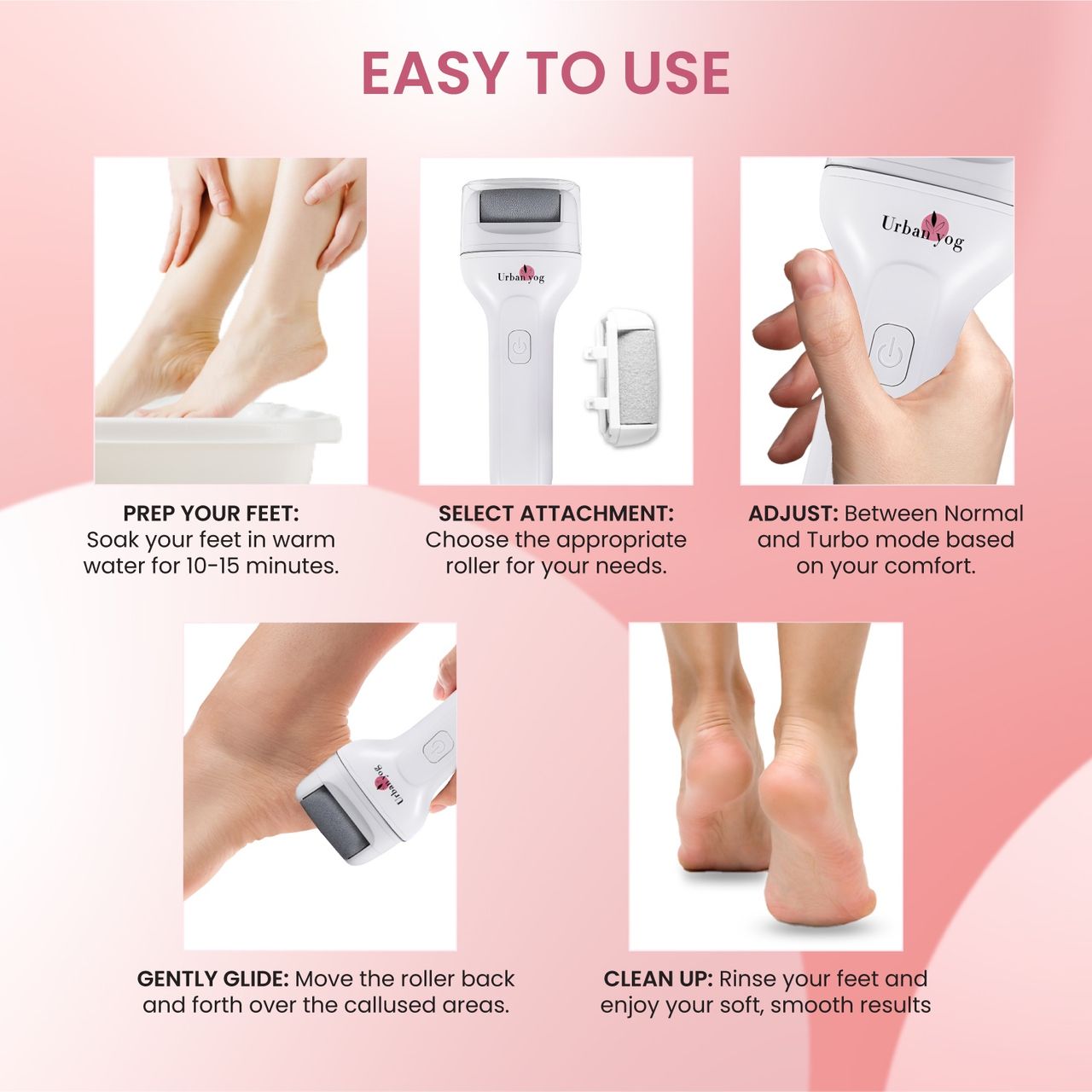 UrbanYog Electric Callus Remover  2 Speed Settings | 1200 mAh Battery