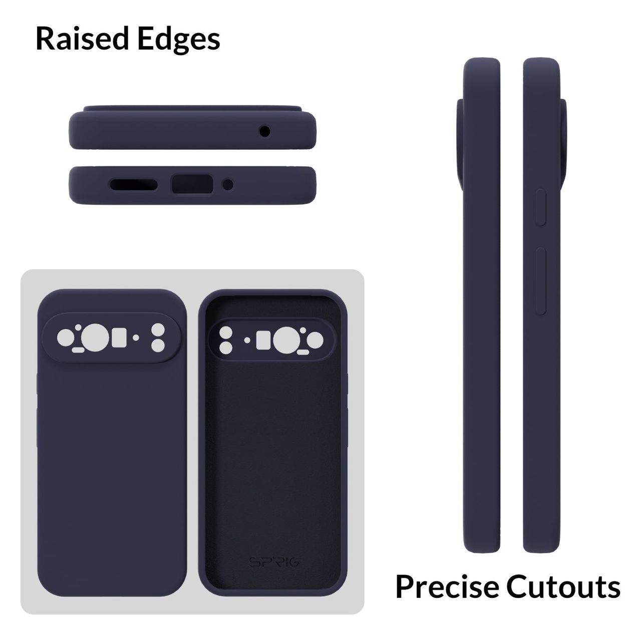Sprig Premium Back Cover For Google Pixel 9 Pro Liquid Silicone Shock Proof | Midnight Blue
