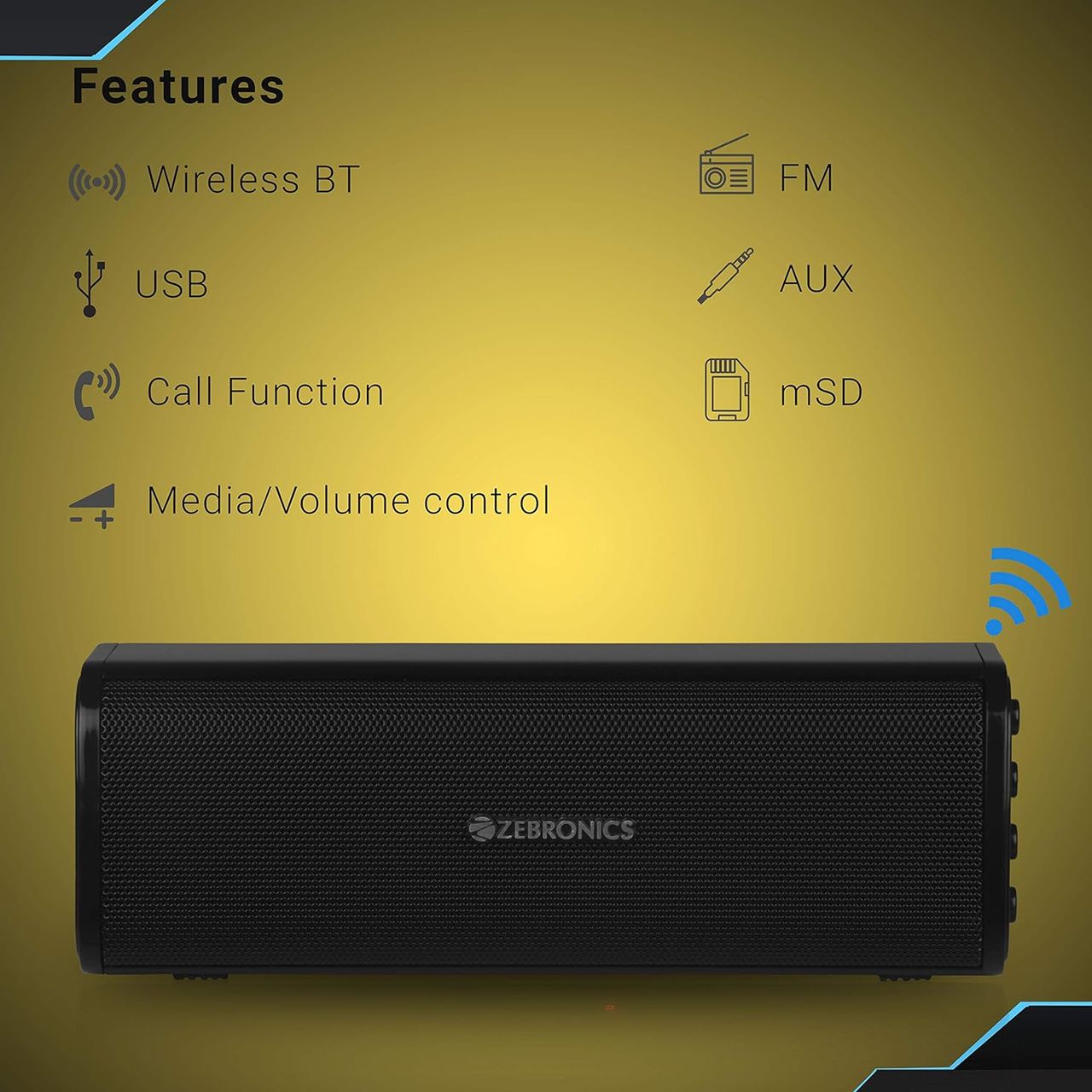 Zebronics Vita BT 10W Speaker Supporting USB, SD Card, AUX, FM, TWS & Call Function (Black)