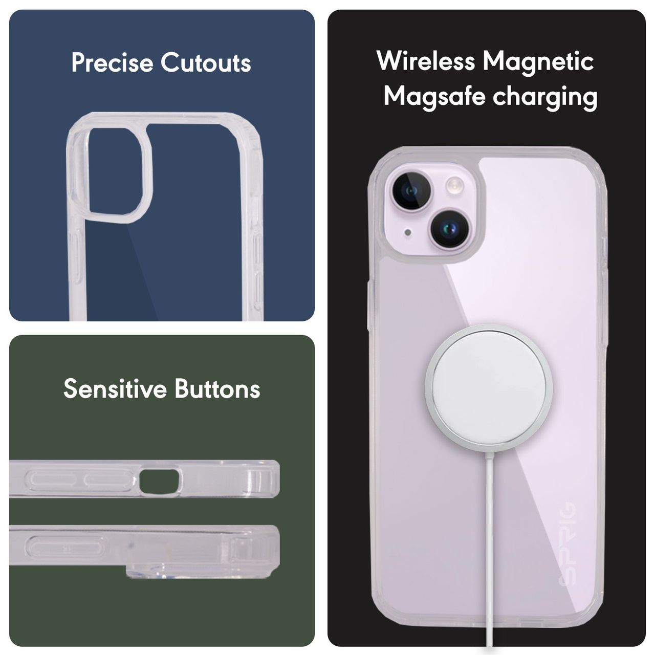 Sprig Back Case Cover for Apple iPhone 14 Plus Bayer Tpu Pc Designer Shock Proof | Transparent | MagSafe Compatible