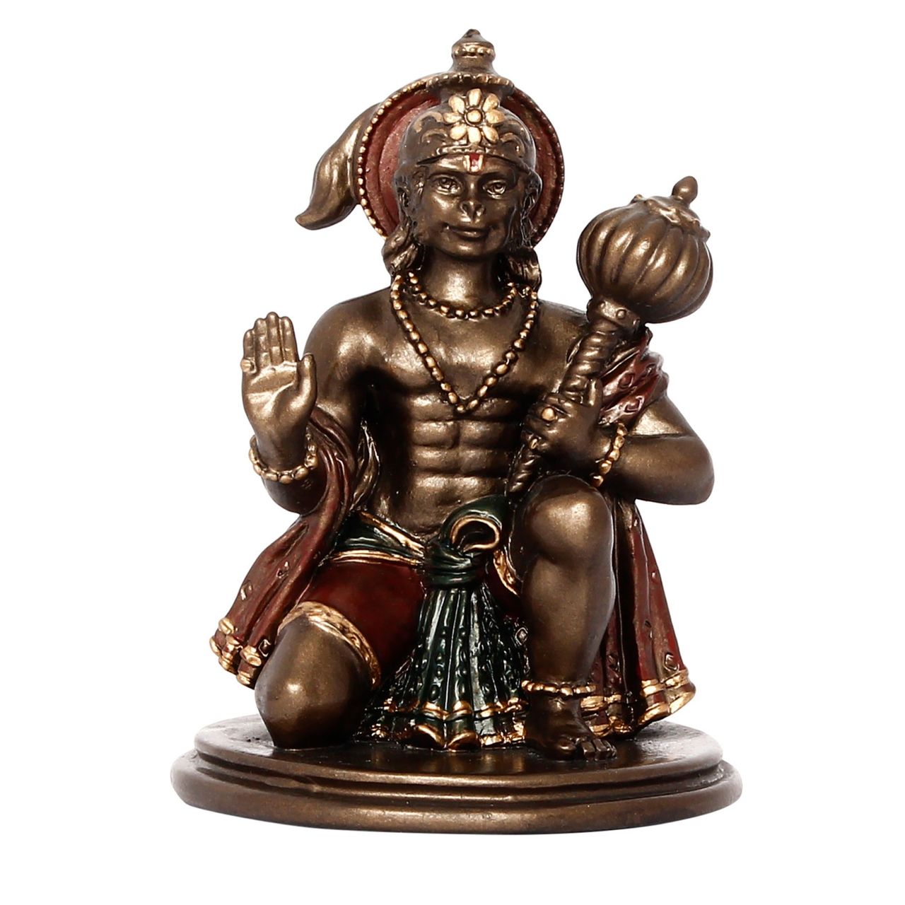 eCraftIndia Brown And Copper Polyresin Blessing Lord Hanuman Idol With Mace