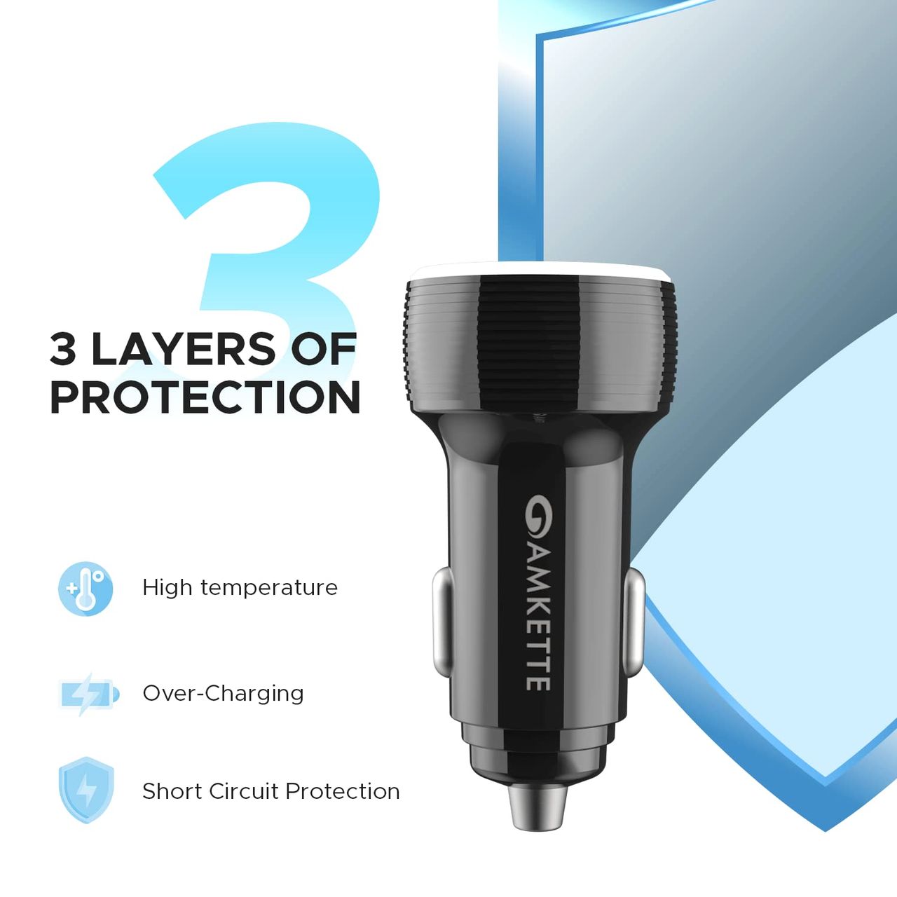Amkette Powerpro 2 Port Qc+Pd Car Charger With C To C Cable