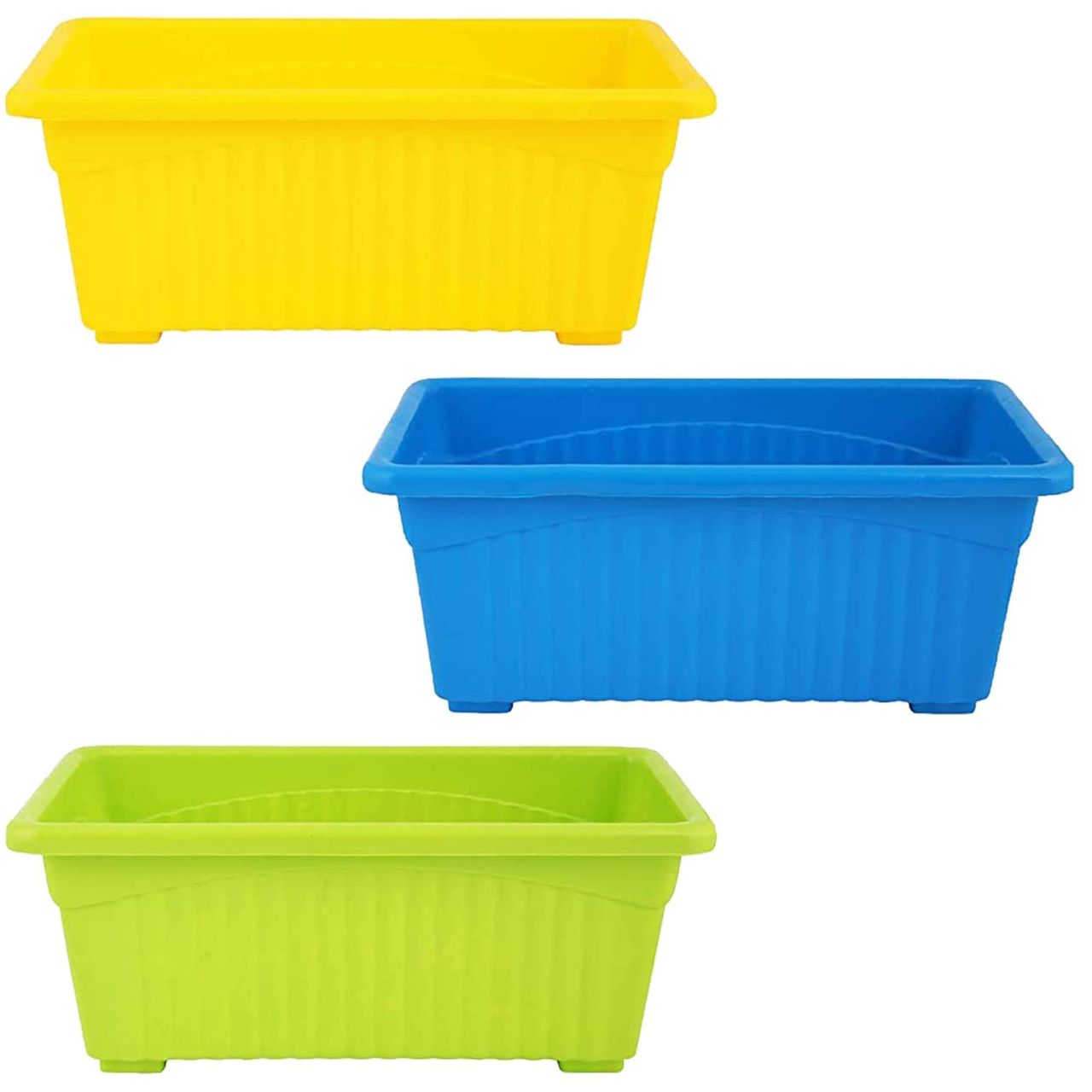 Nayra Rectangular Shape Plastic Tub Planters/Flower Pots| Set of 3