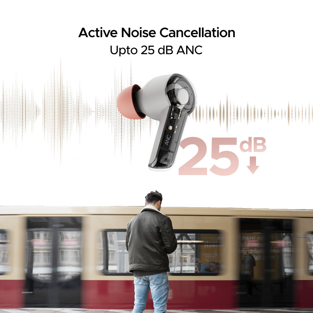 boAt Airdopes 411Anc Tws Earbuds W Active Noisecancellationupto 17.5 Hours Playback Grey Hurricane